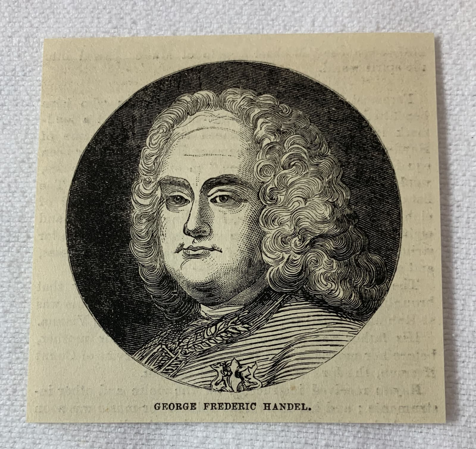 1882 magazine engraving~ composer GEORGE FREDERIC HANDEL
