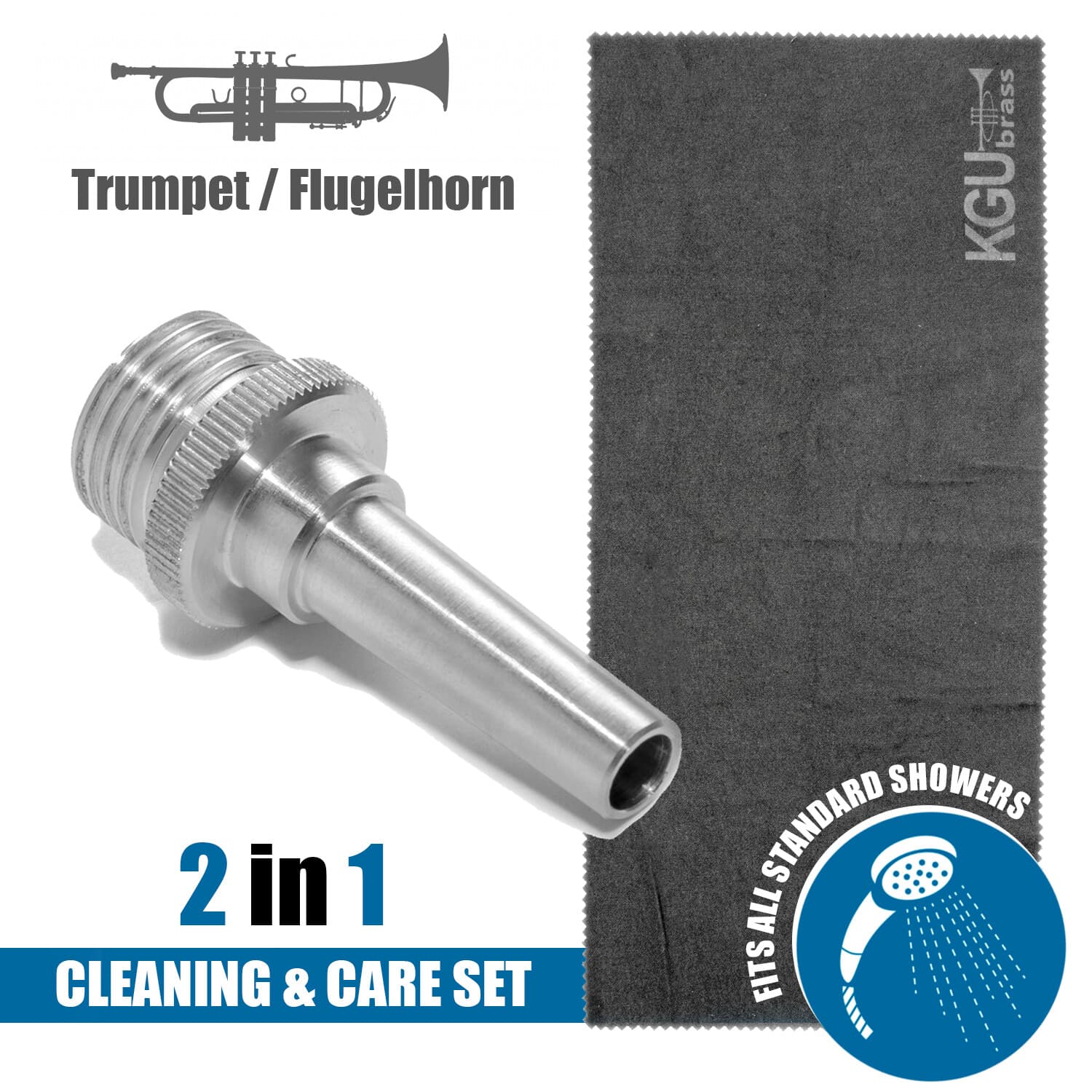 CLEANING AQUA NOZZLE for TRUMPET/FLUGELHORN with Flannel Towel by KGUBRASS