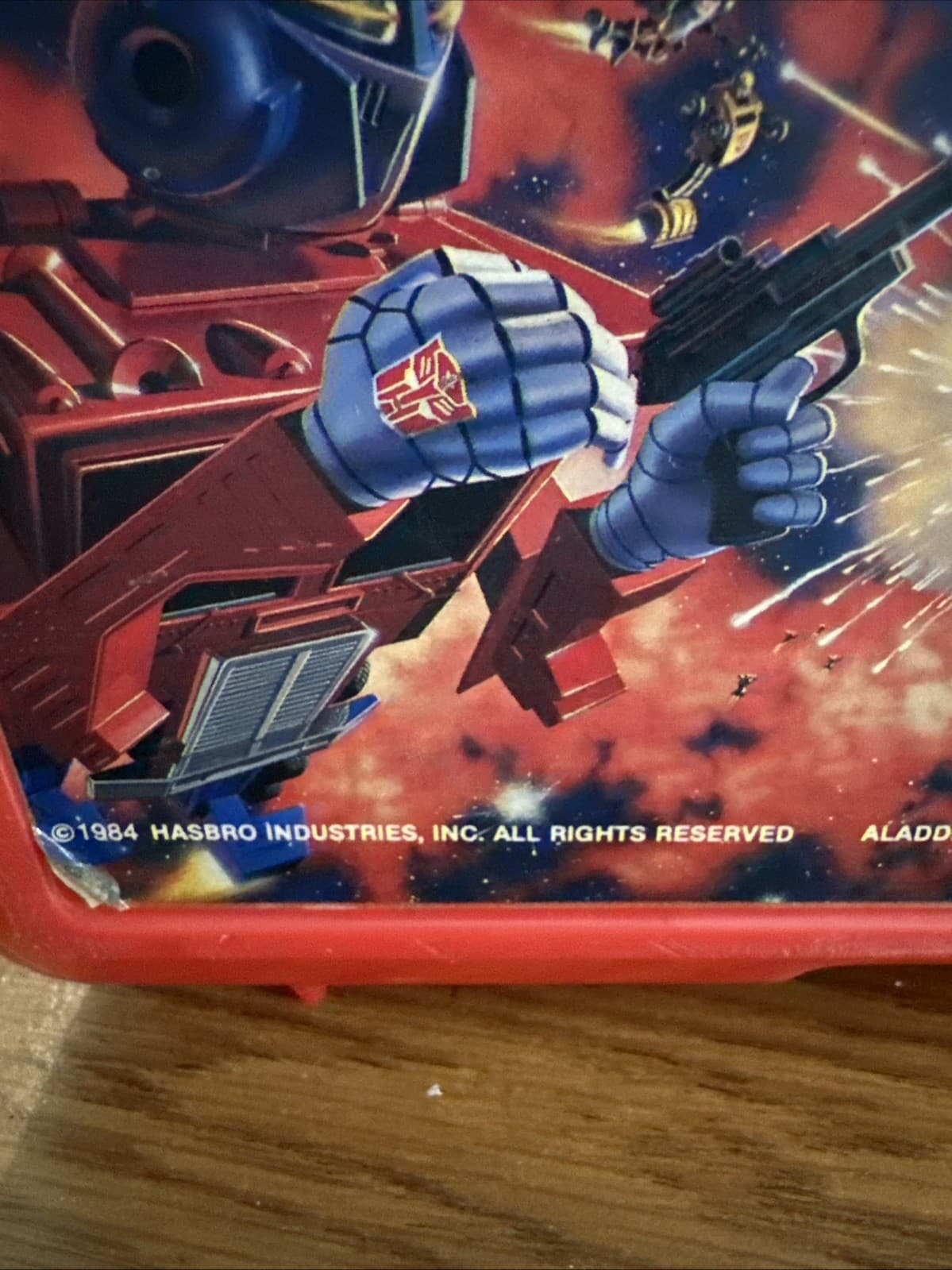 Vintage 1984 Original TRANSFORMERS Lunch Box Aladdin Hasbro Plastic W/ Thermos 3