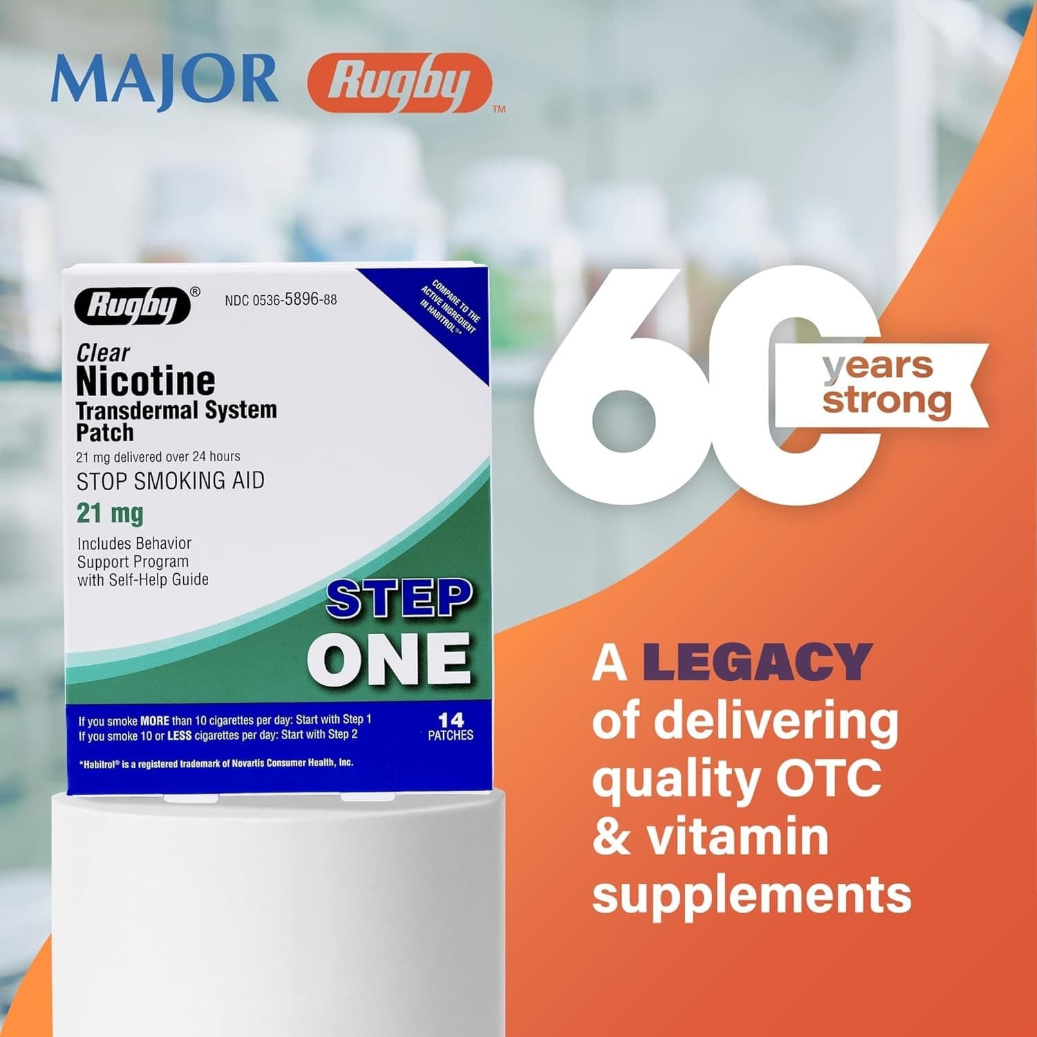 New 9 Pack Patches Rugby Clear Nicotine 21mg Transdermal System Patch Step1 US 3