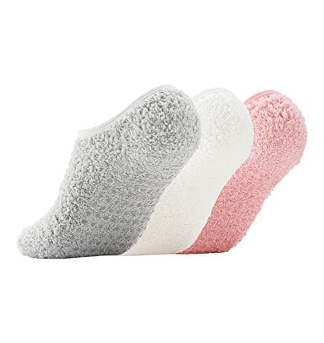  Slipper Socks for Women with Grippers Non Slip One Size 3pair1 Whitepinkgrey