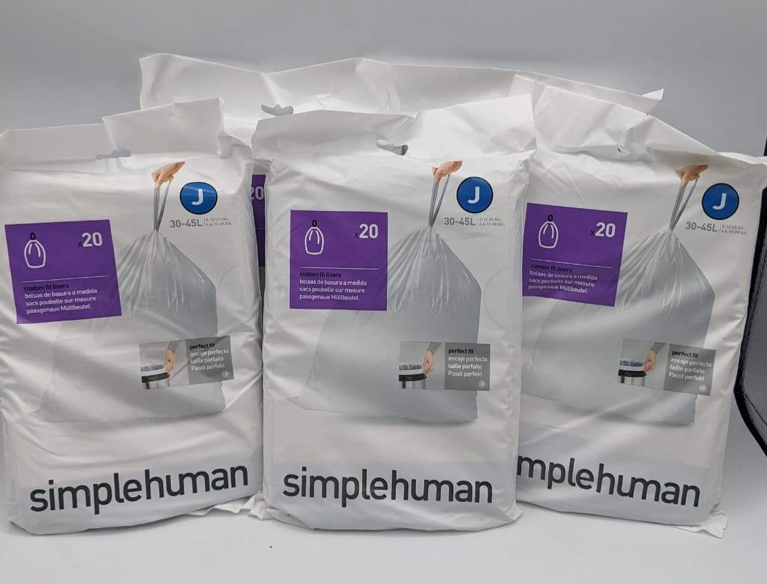 Simple Human Custom Fit Liners [J  30-45L 8-12 Gal ] 5 Pack x 20 Brand New