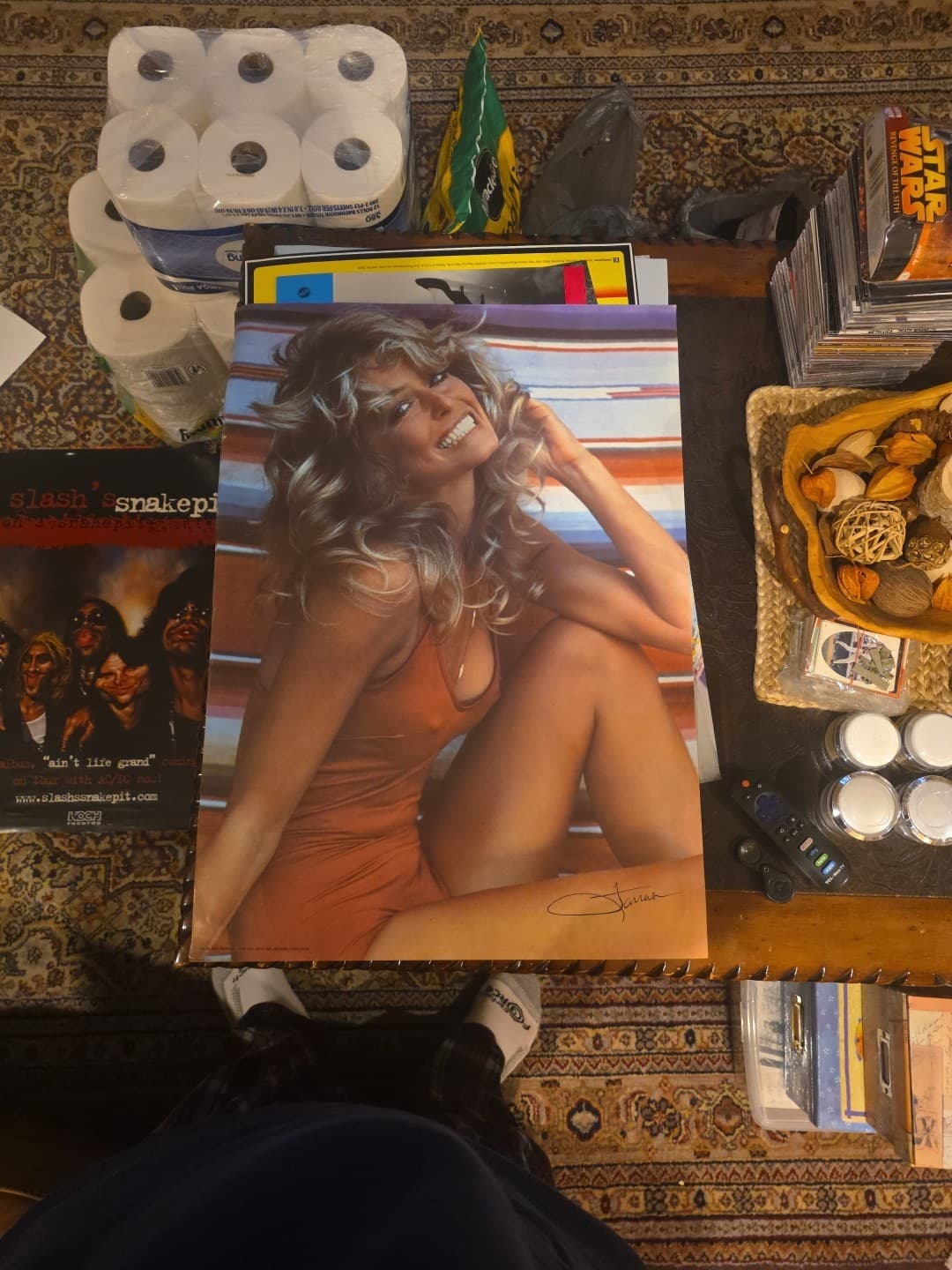 Vintage 1976 Farrah Fawcett Red Bathing Suit Poster 20x28 Charlie's Angel Reprin