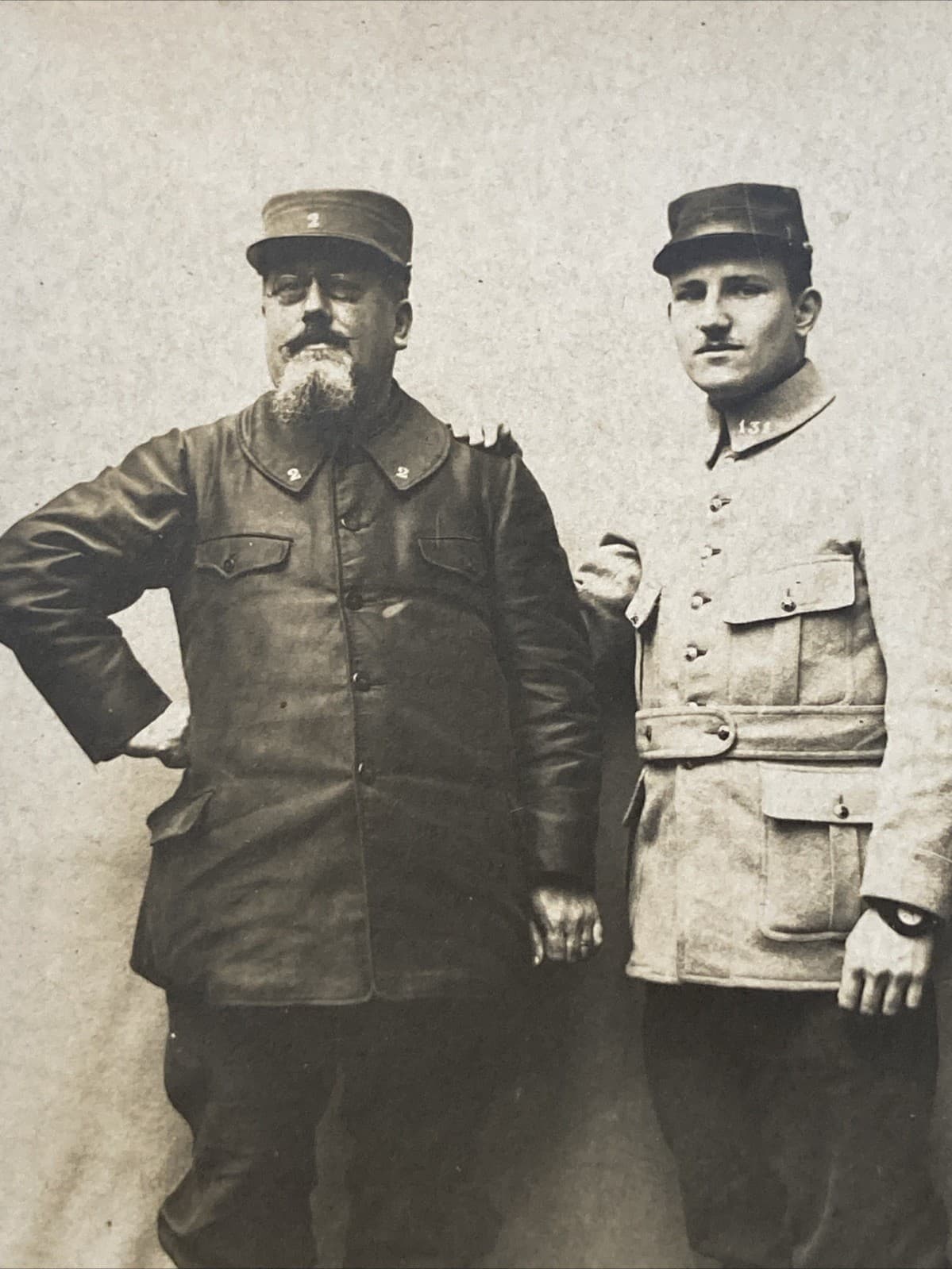 WWI Photo Two French Army Soldiers Portrait 10x7cm 2