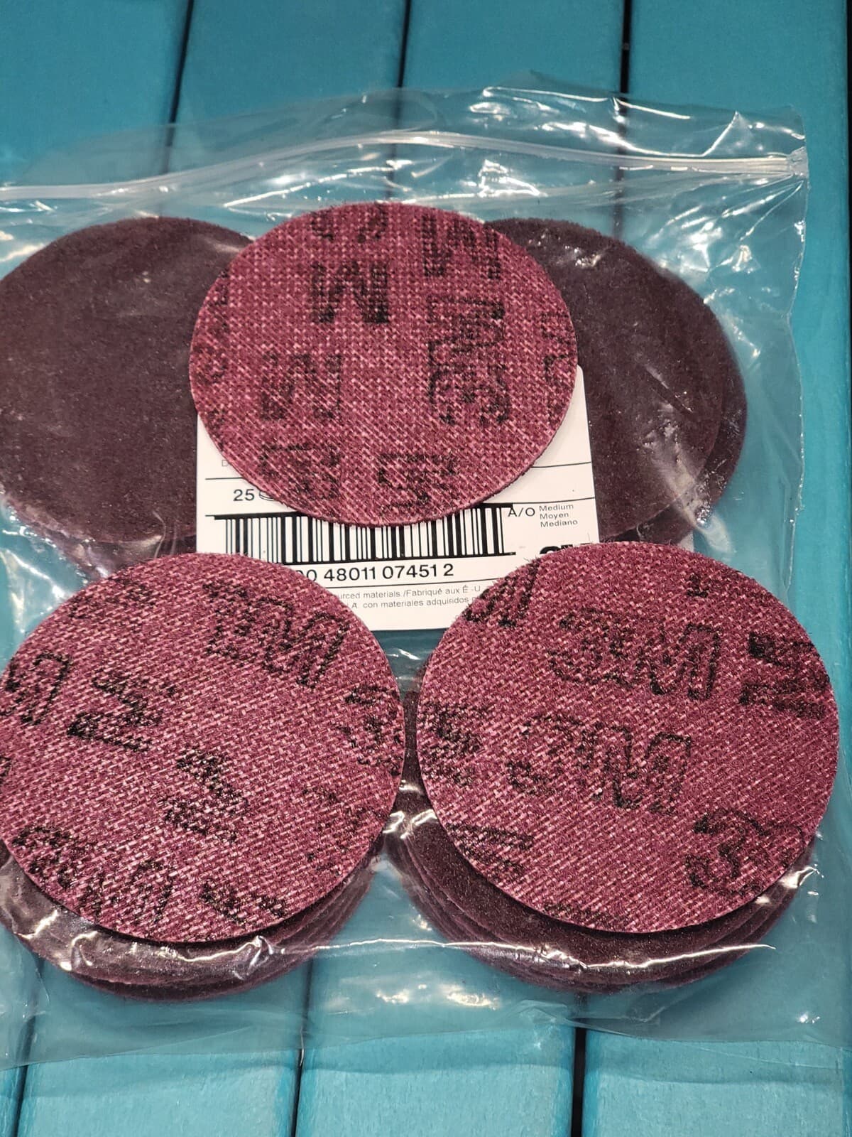 (25) 3M Scotch-Brite 4” Inch Surface Conditioning Disc Hook & Loop Medium Grit 2