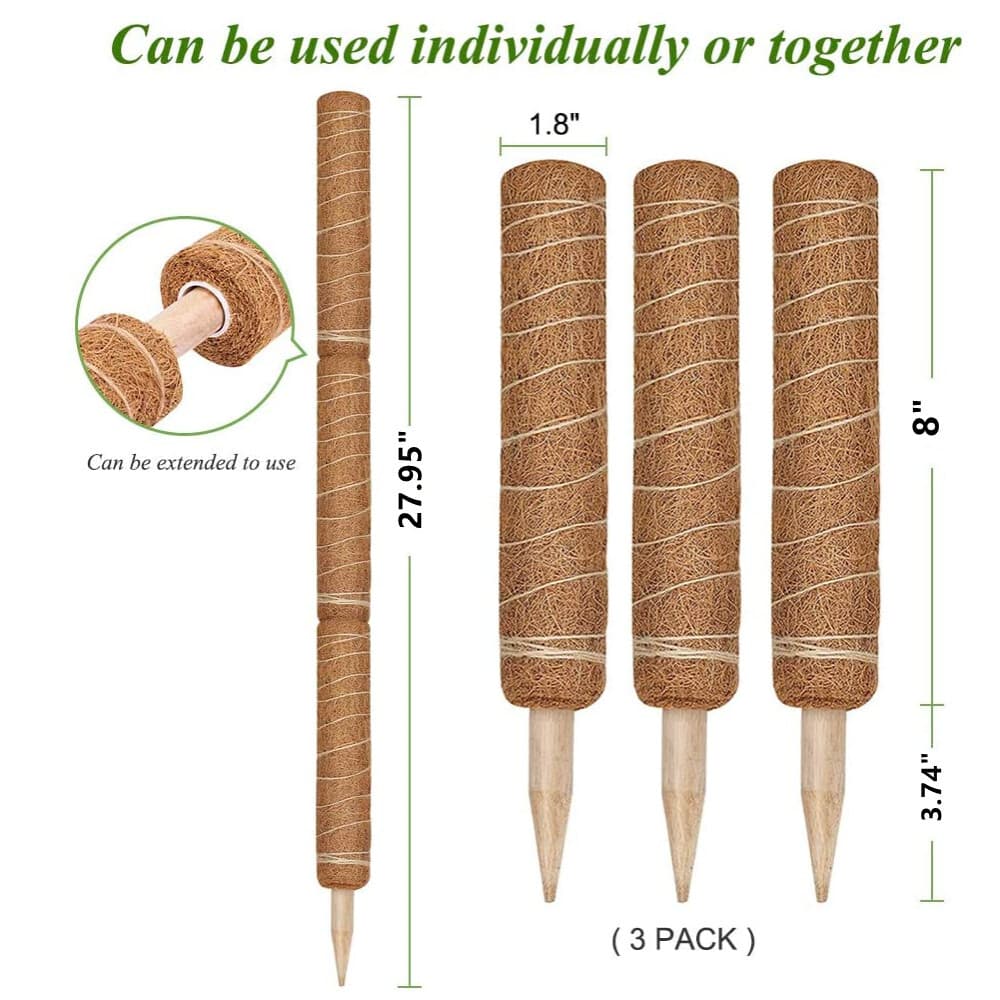 Coir Totem Pole | 3 PCS 11.8" | Plant Support Totem Pole | Moss Poles for Plant 2