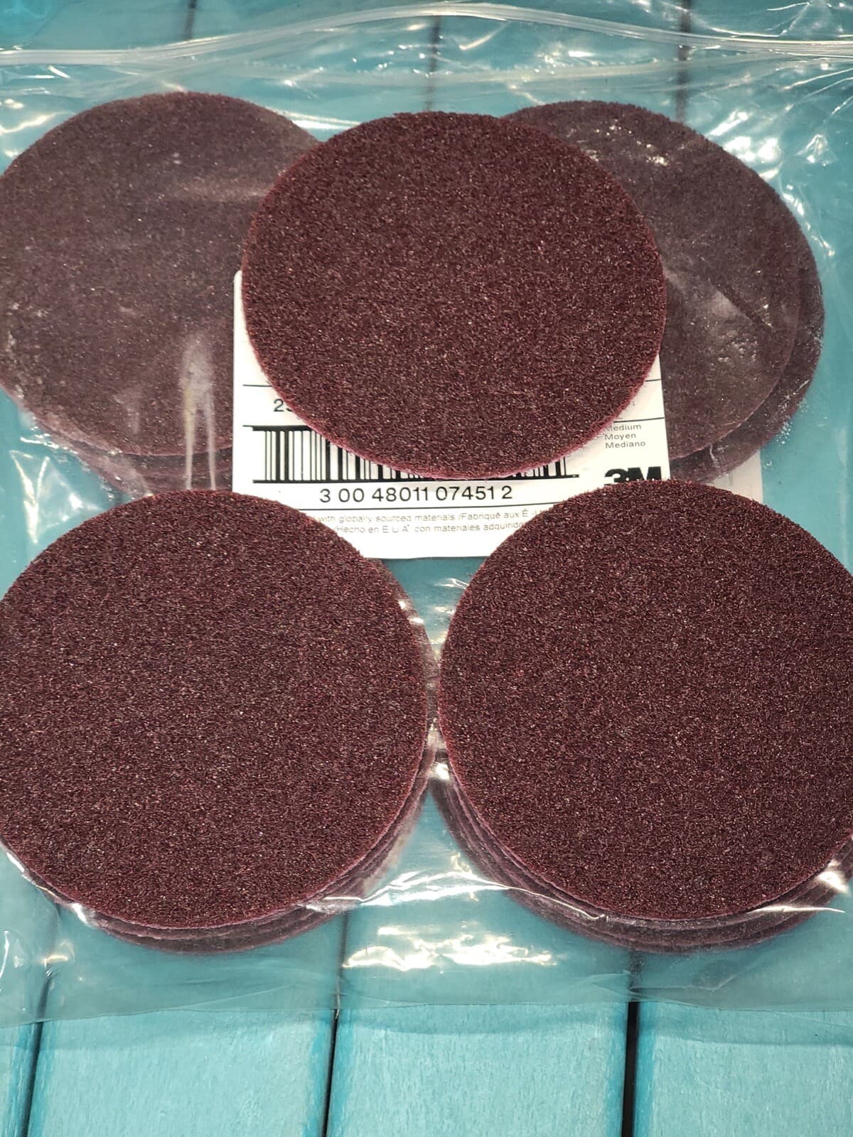 (25) 3M Scotch-Brite 4” Inch Surface Conditioning Disc Hook & Loop Medium Grit 3