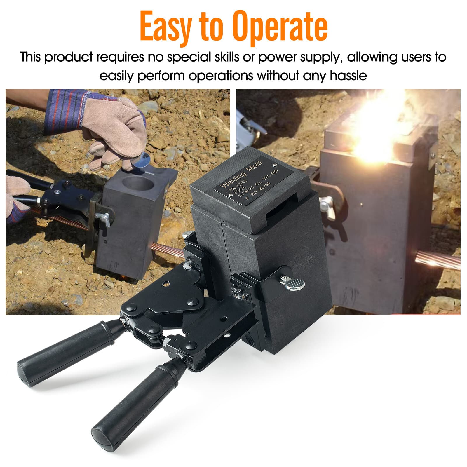 Graphite Exothermic Welding Mold Tool Kit for Cable to Rod 2 AWG / 5/8" 5