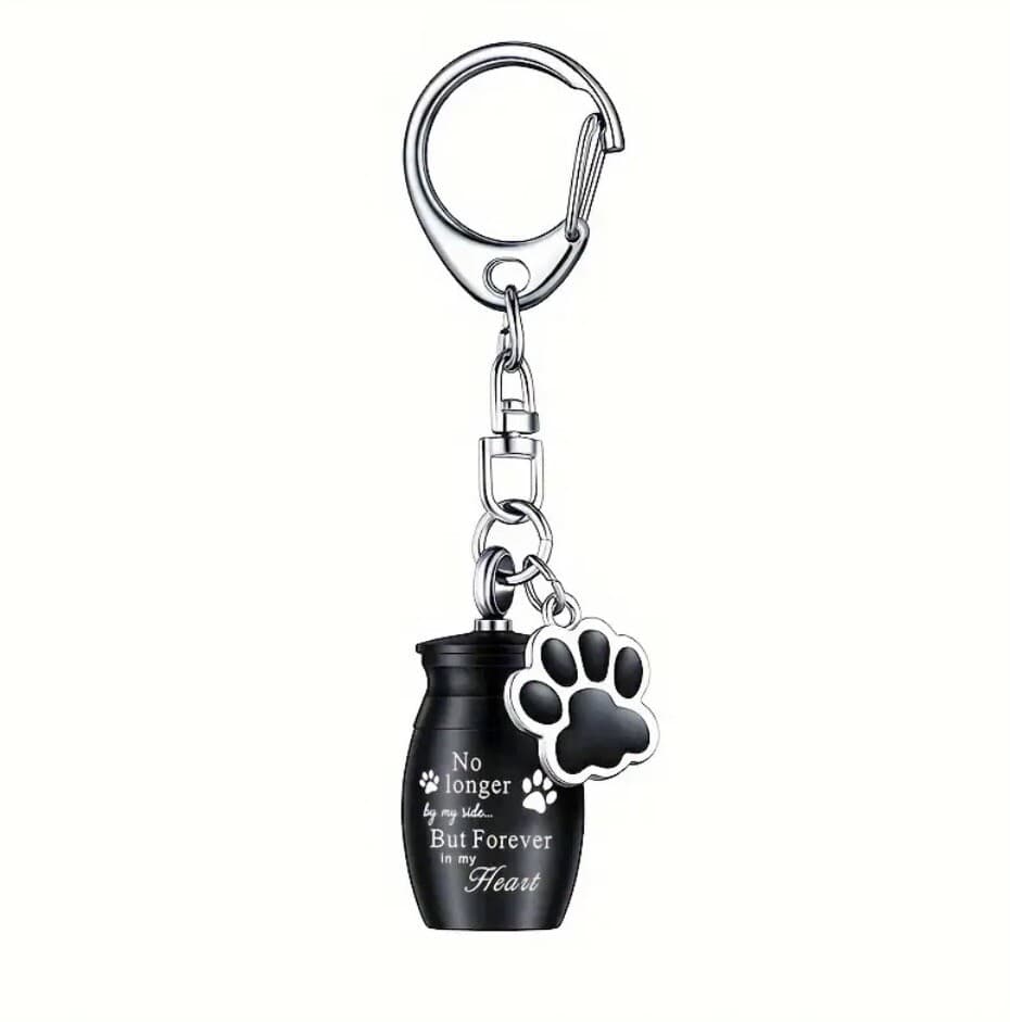Pet Keepsake Urn Keychain Stainless Steel Black