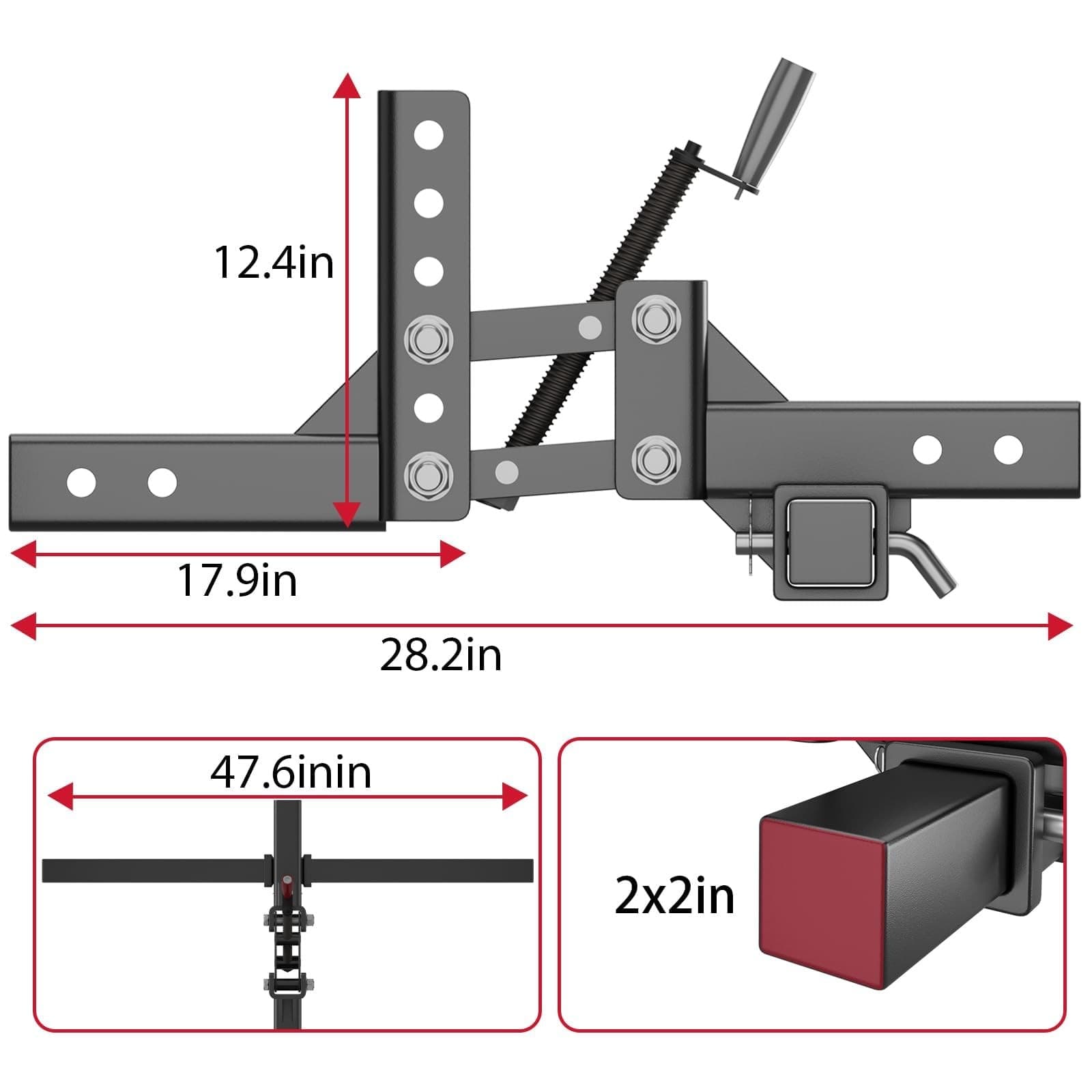 50" Manual Implement Lift, 1-Point and 2-Inch Receiver for ATV/UTV Tractors 2