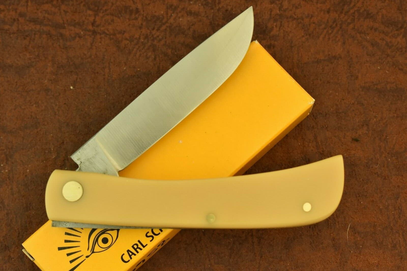 GERMAN EYE BRAND CARL SCHLIEPER YELLOW SODBUSTER KNIFE 99JRY SOLINGEN GERMANY 3