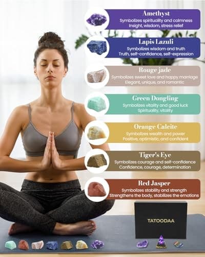 7 Chakras Crystals and Healing Stones Set - Large Raw Chakra Set (Worry Stone) 5