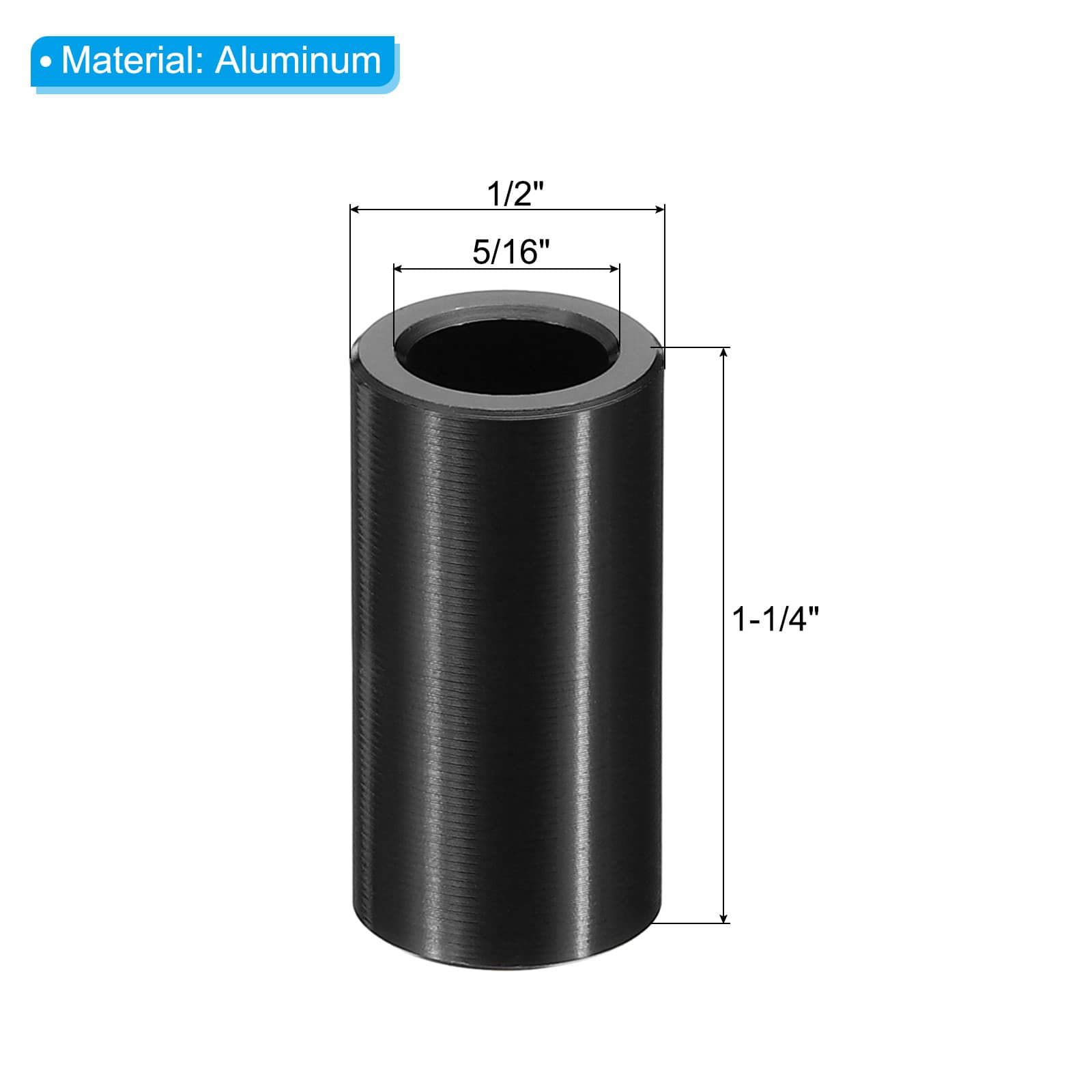 10 Pcs M8 Aluminum Spacers Metal Spacer Aluminum 5/16" ID x 1/2" OD x 1-1/4" L 2