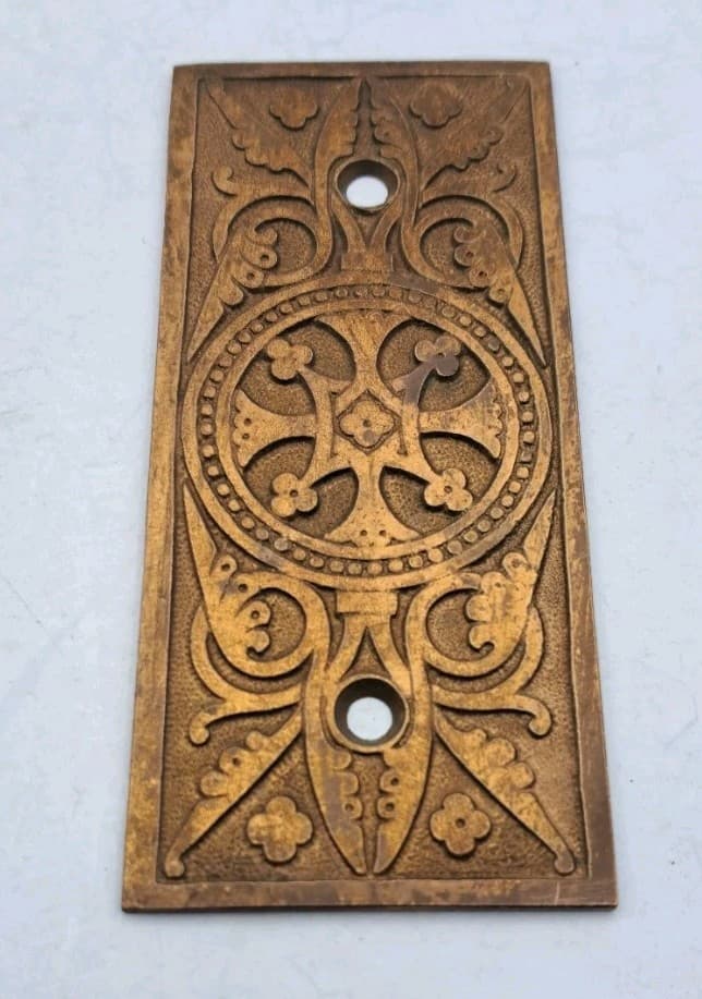 Antique/Vintage Door Push Plate Eastlake Brass Bronze Old Push Plate Hardware  2