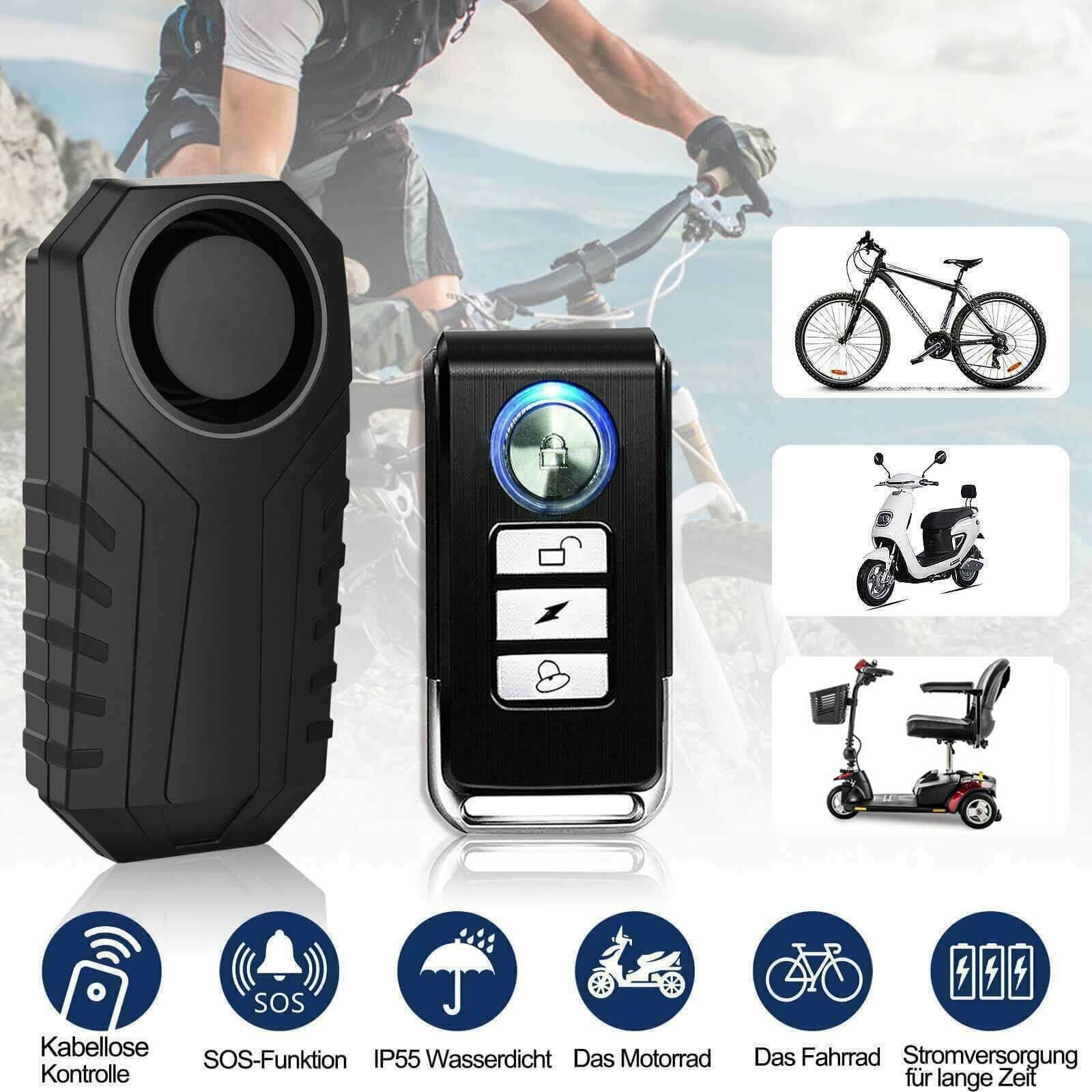 3× Wireless Anti-Theft Motorcycle Bike Alarm System Vibration Sensor with Remote 3