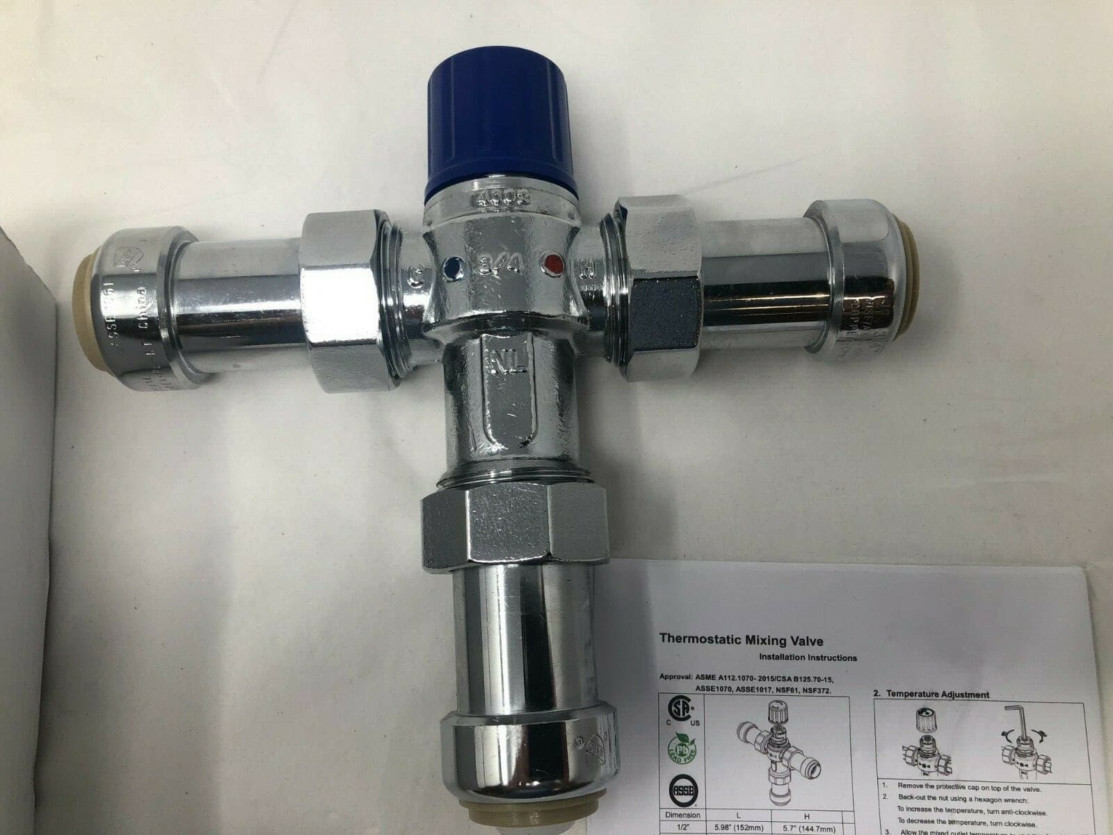 Jones Stephens C77469LF Plumbite 3/4" x 3/4" Push On Thermostatic Mixing Valve 4