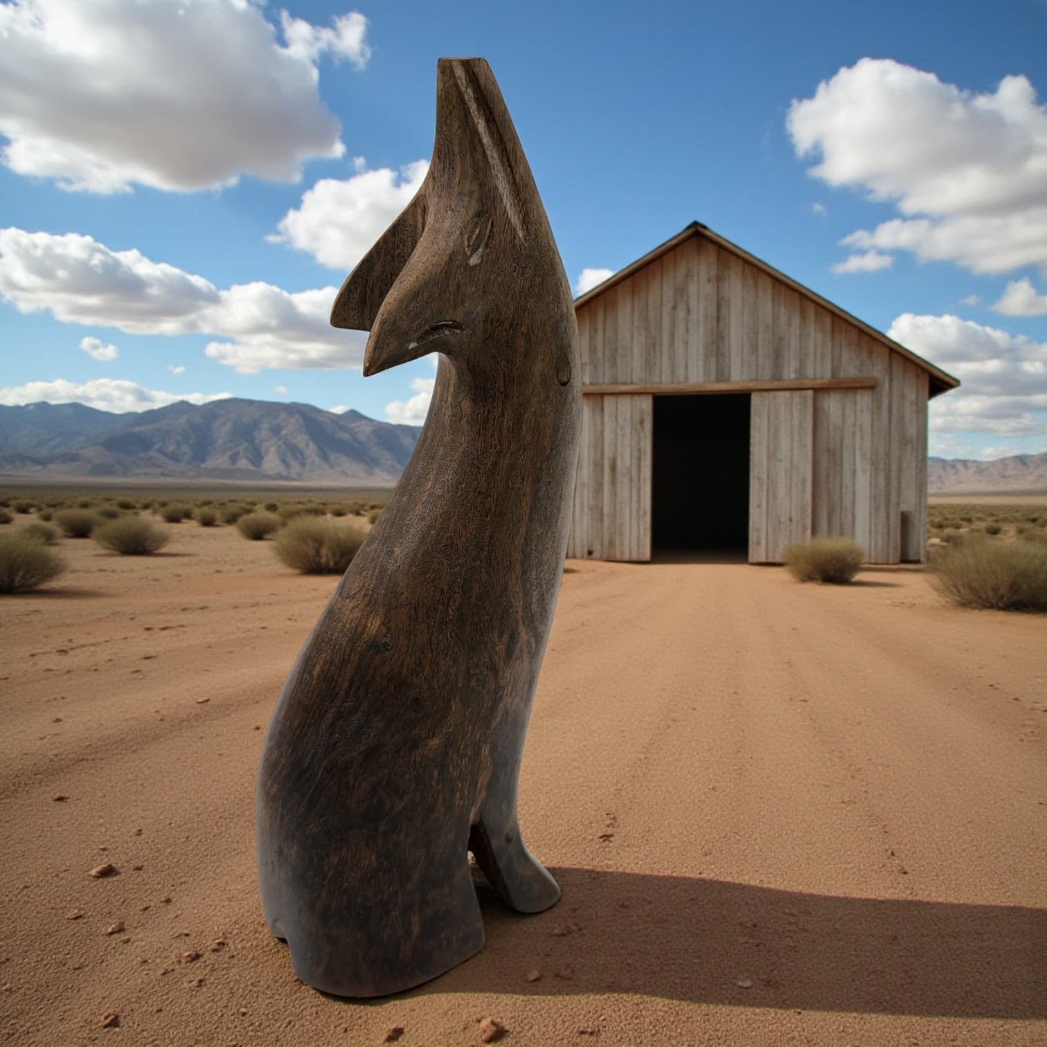 VTG Hand Carved Howling Wolf Figure Ironwood Southwest Seri Indians 8" Sculpture 2