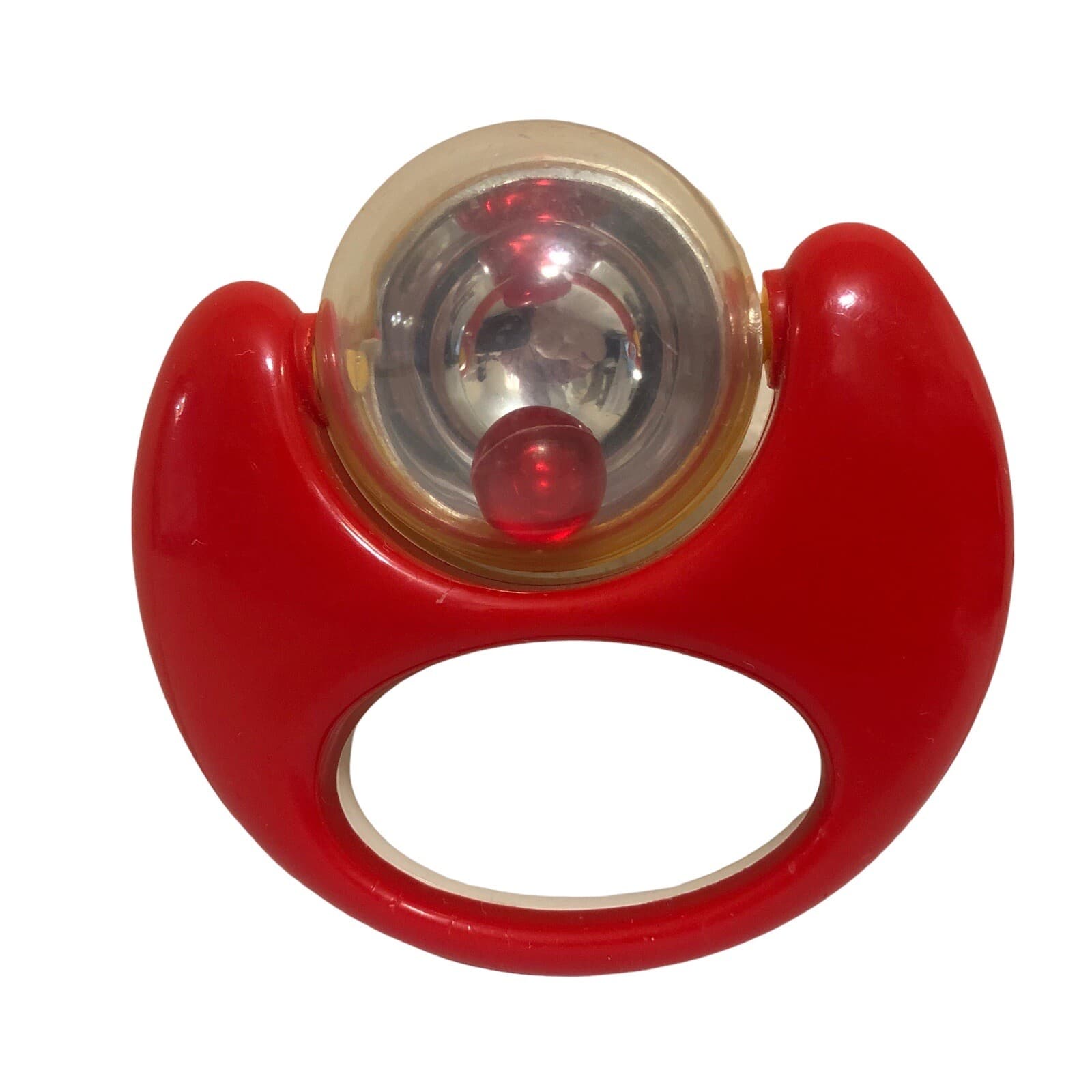 Vintage Playwell Smiley Face Smile Rattle Teether Yellow White Red Baby Rare 4