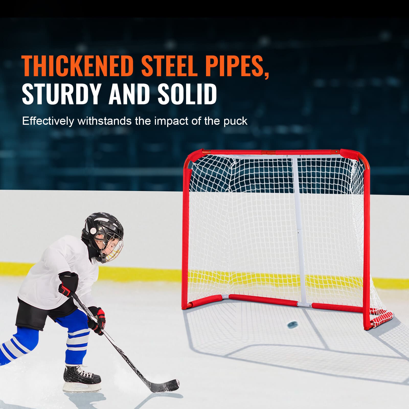 Uimoso Youth Street Hockey Net Indoor Outdoor Steel Hockey Goal for Kids 54"x44" 2