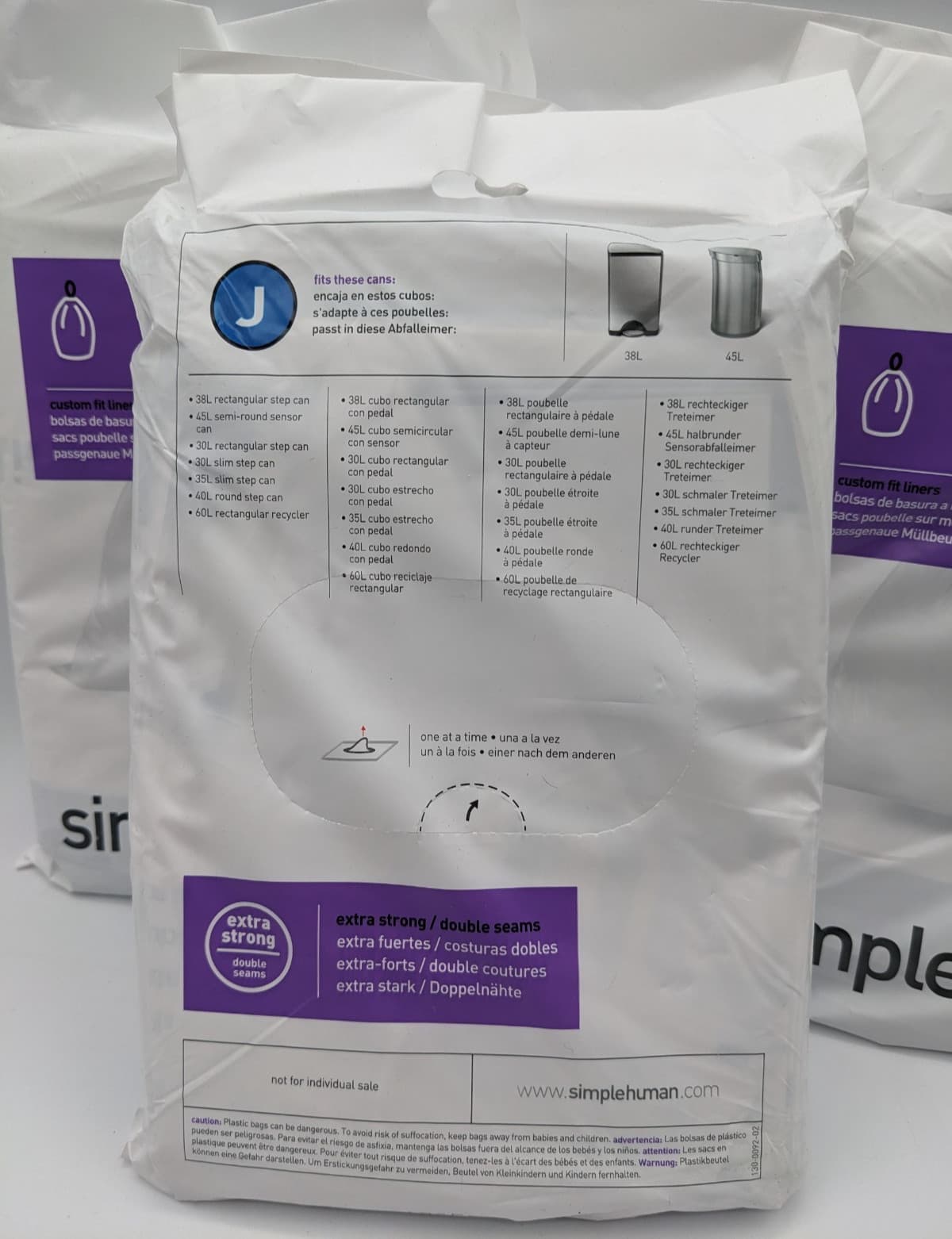 Simple Human Custom Fit Liners [J  30-45L 8-12 Gal ] 5 Pack x 20 Brand New 4