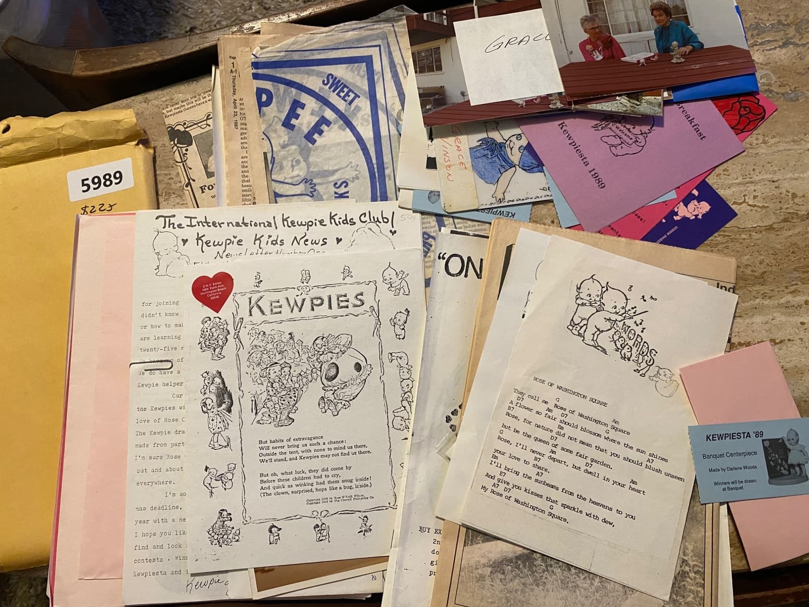 Vintage 1989 Kewpie Kids Club Collection With Newsletters & Memorabilia