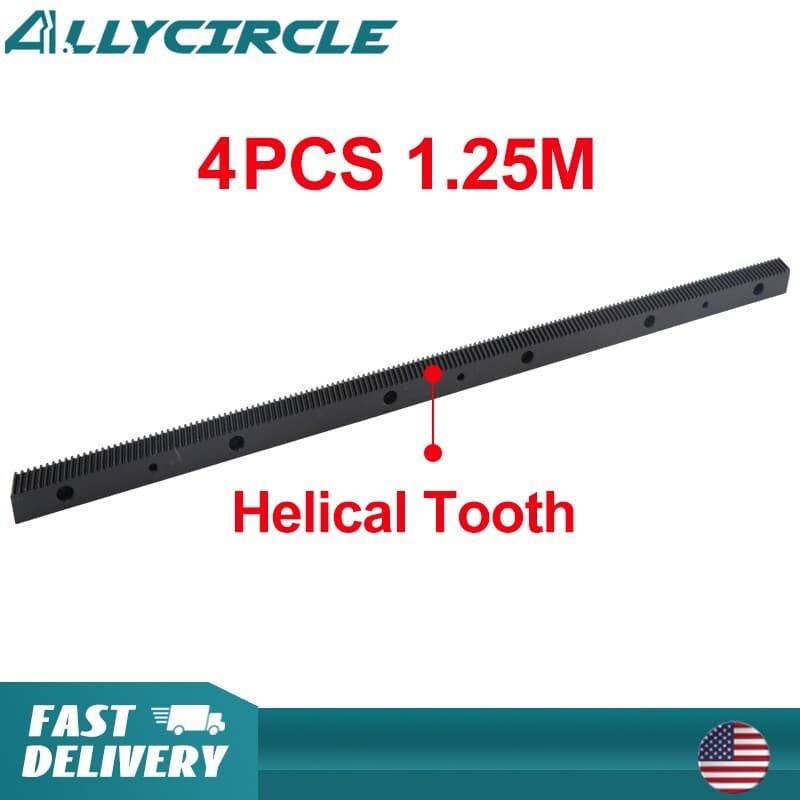 4PCS 1.25 Modulus Gear Rack Helical 22*25*1400mm CNC Router X.Y Linear Motion