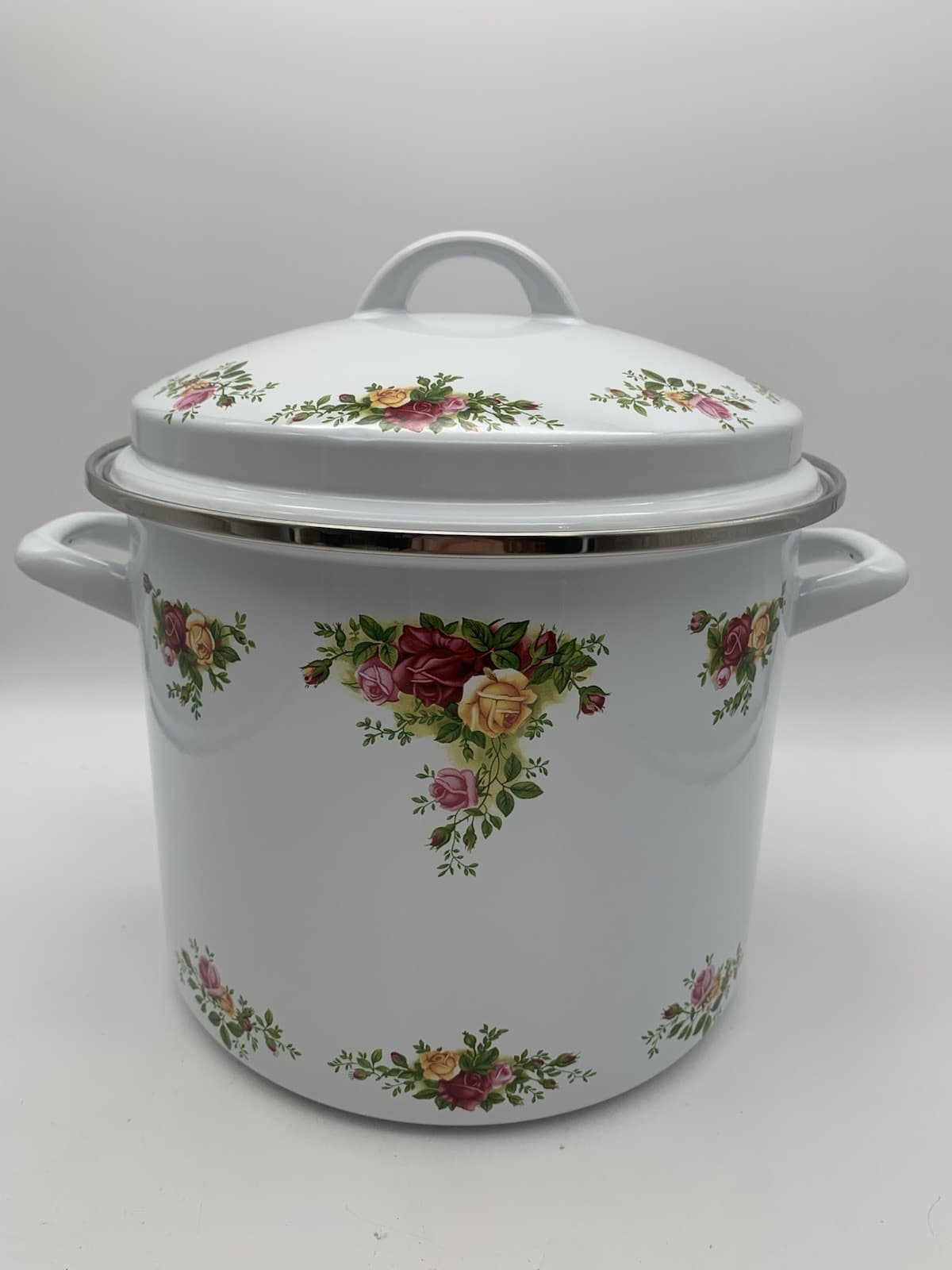 Royal Albert Pot Old Country Roses 8 Quart Metal Enamel Very Large 3