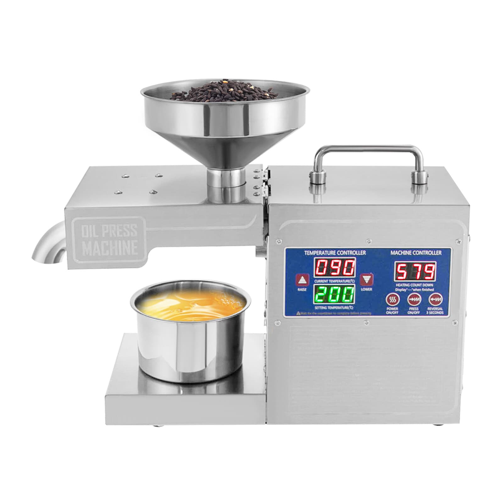Automatic Oil Press Machine Cold&Hot Press 820W Adjustable Temperature Low Noise 4