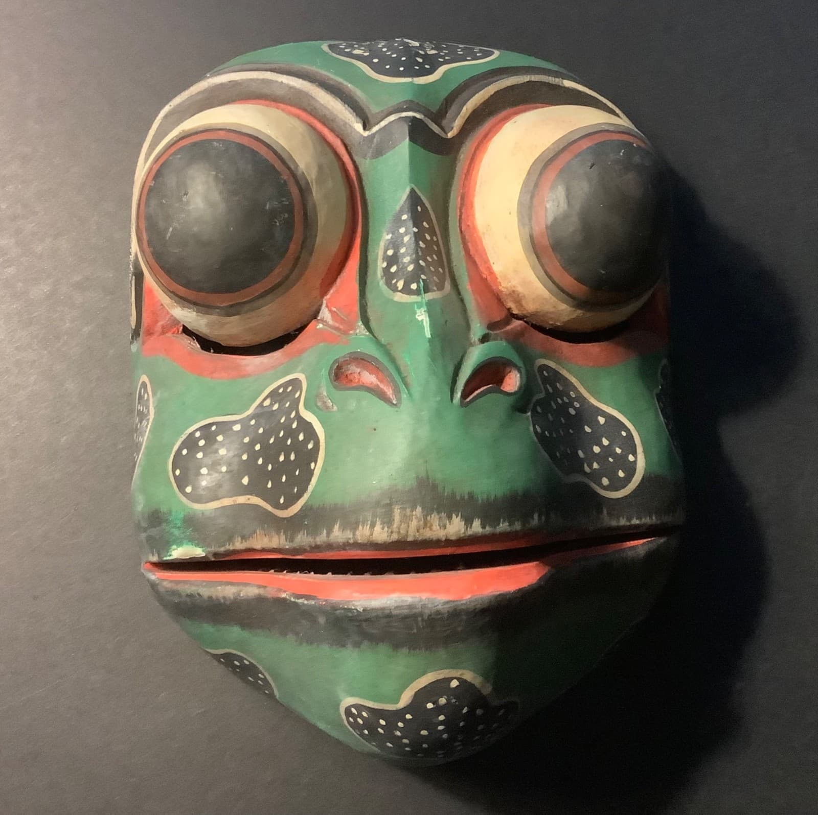 VTG Godogan Frog Face Prince Balinese Indonesian Carved Wood Mask Hinged Mouth 2