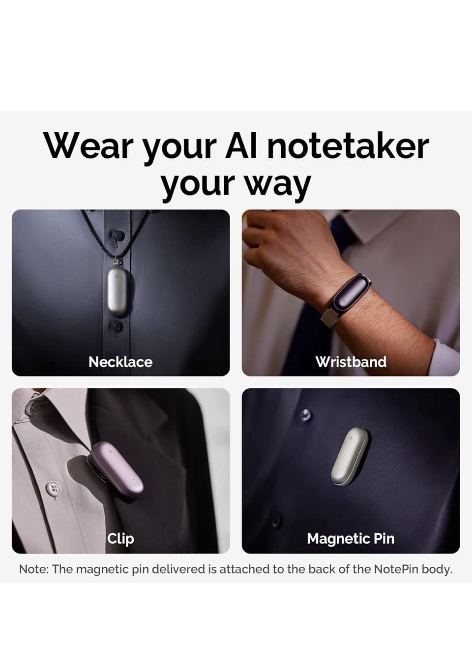AI Voice Recorder,  NotePin Voice Recorder, App Control, AI Notetaker (Brand New 2