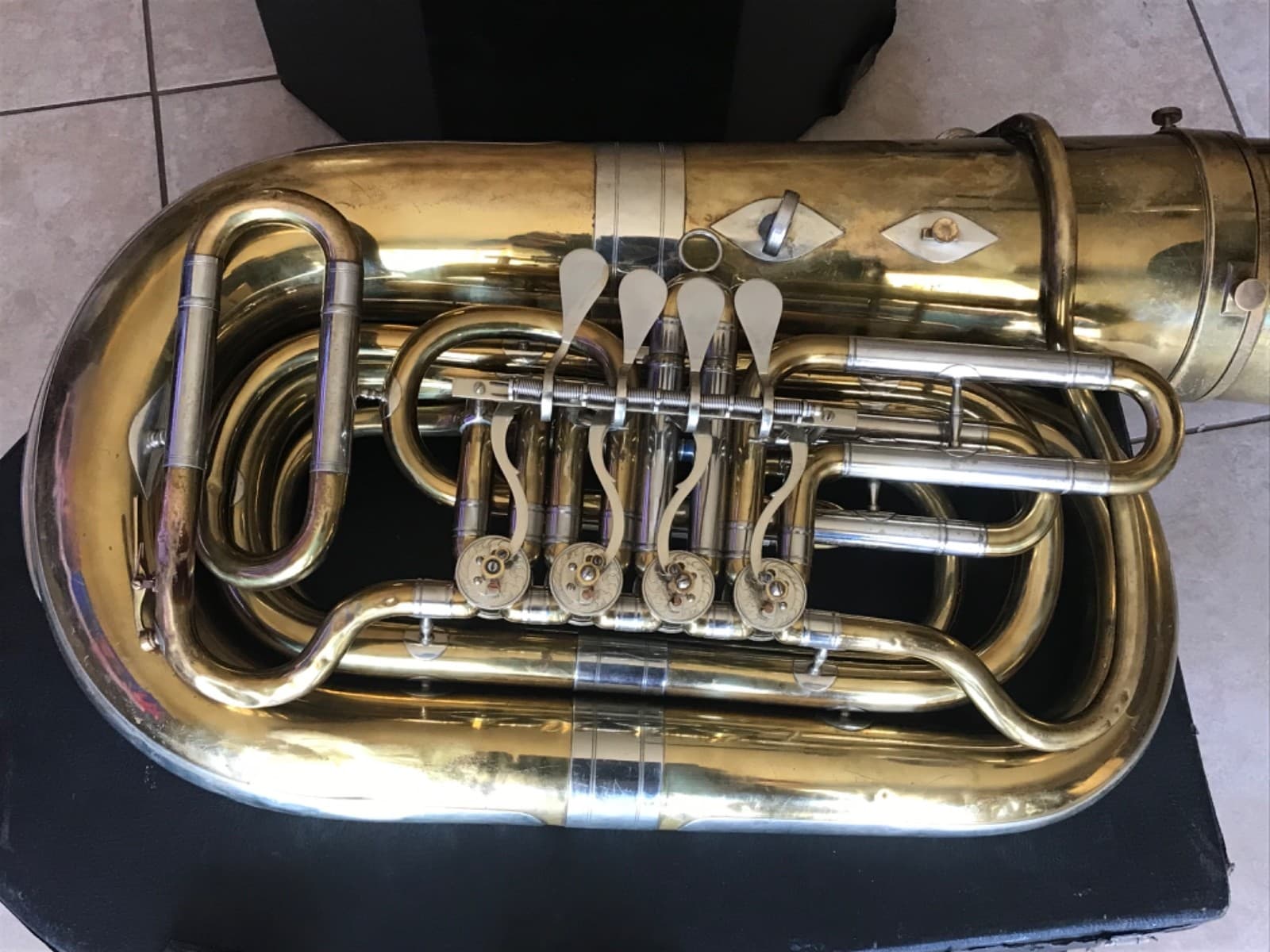 Vintage Miraphone Model 86 186 Germany 4 valve Tuba Removable Bell BBb 3