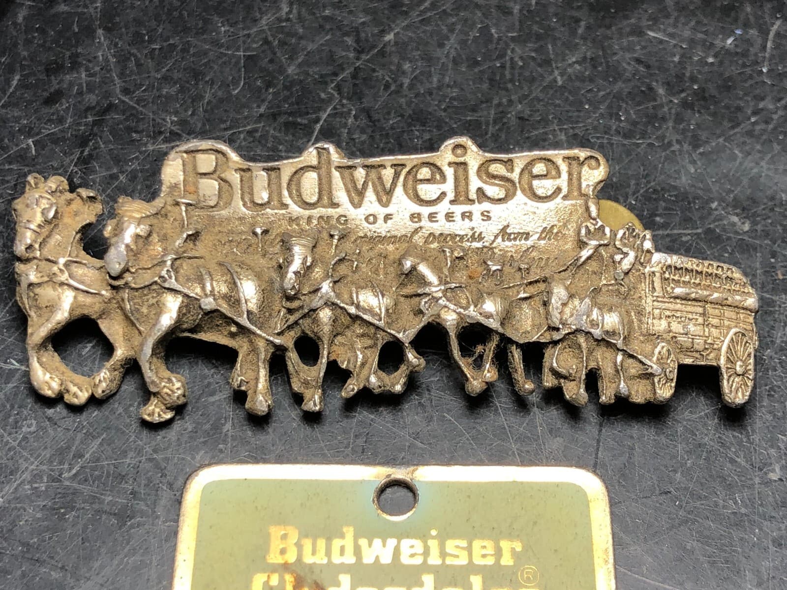 Vintage Budweiser Clydesdales Pin & Enamel Key Name Tag Keith 2