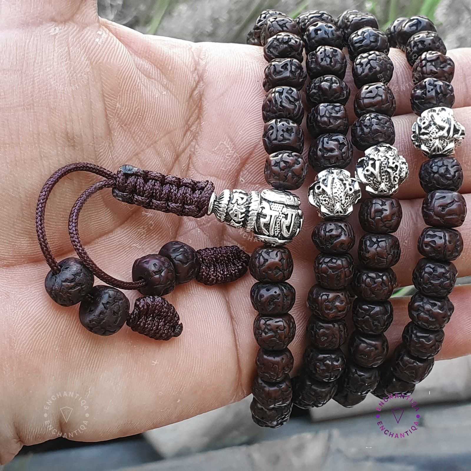 Tibetan Rudraksha Seed Mala: 108 Prayer Beads, Om Mani Padme Hum 4