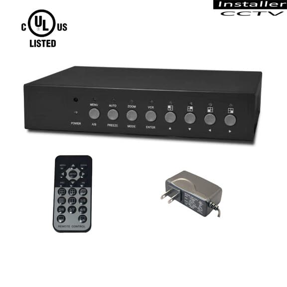 InstallerCCTV 4CH Color Video Quad Multiplexer w/Loop DVR Camera Video Processor 6