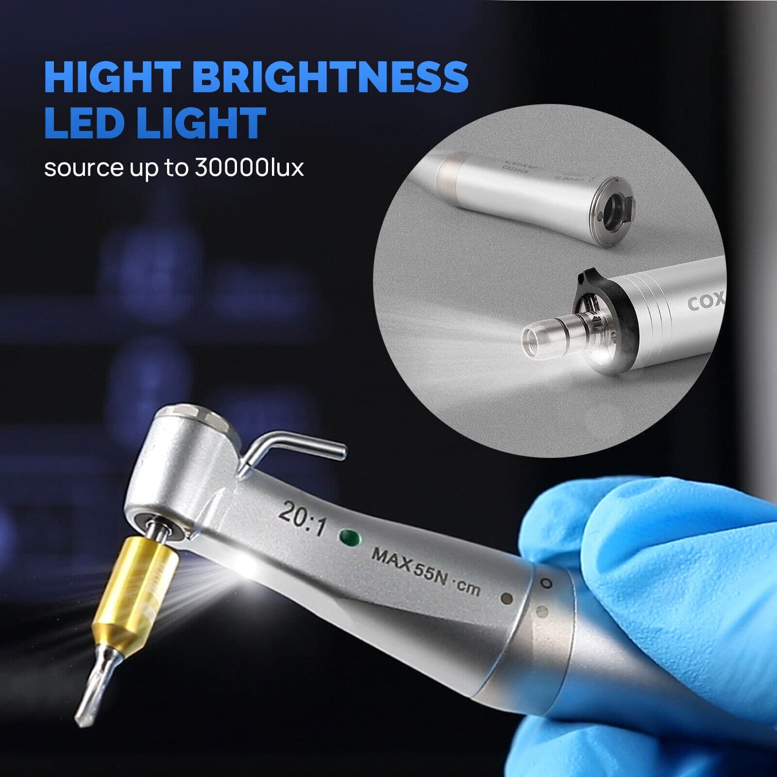 COXO Dental LED Implant Motor Surgical Touch System &20:1 Contra Angle Handpiece 5
