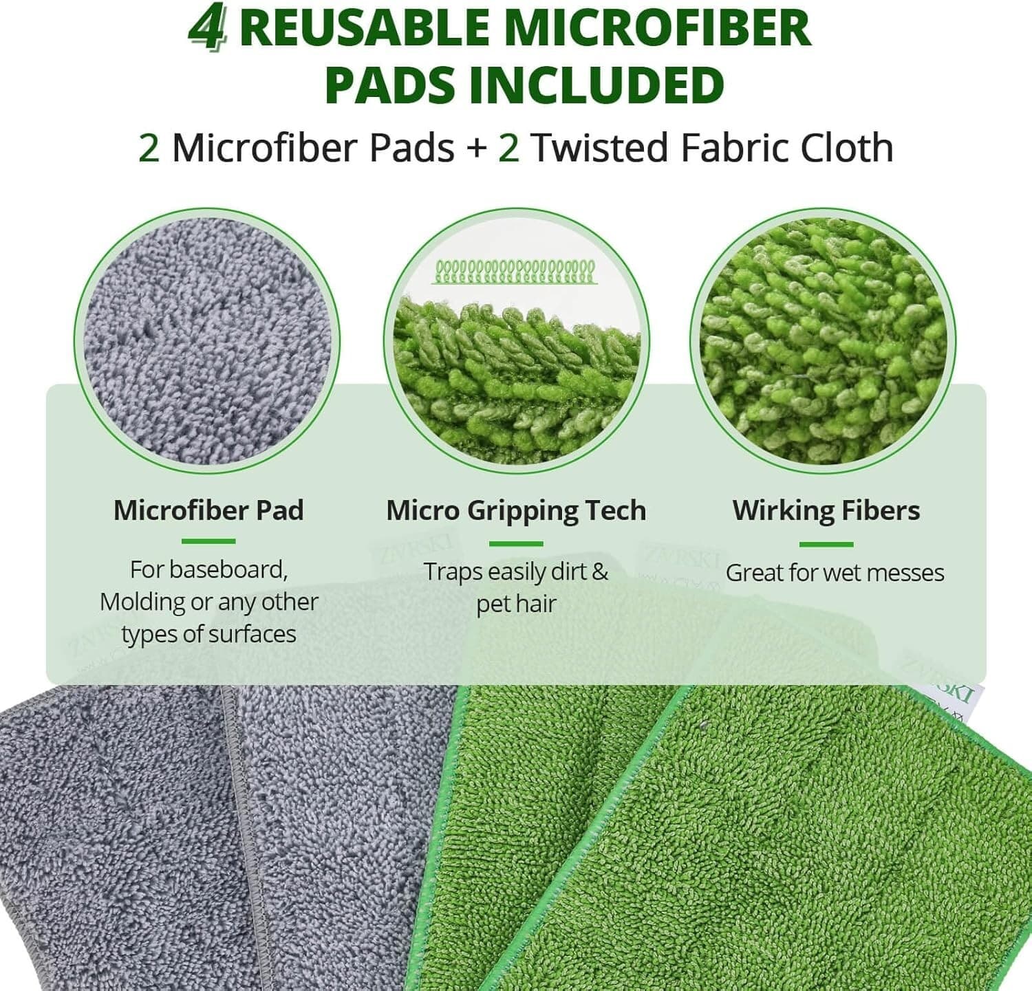 Baseboard Cleaner Tool with 4 Cleaning Pads for Walls ,Ceiling , Floor, Window 4