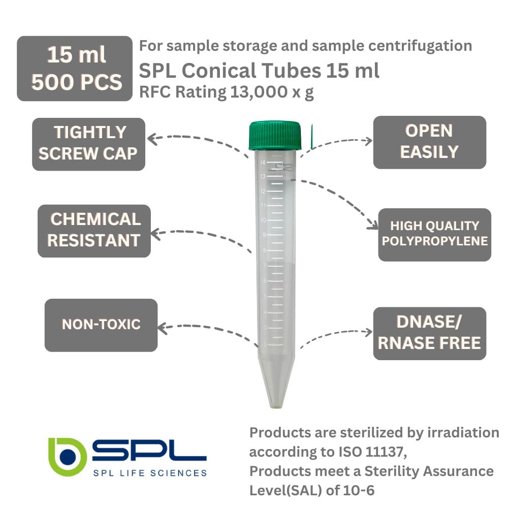 SPL 15 ml Conical Centrifuge Tube,PP/HDPE, Sterile, #50015E 5