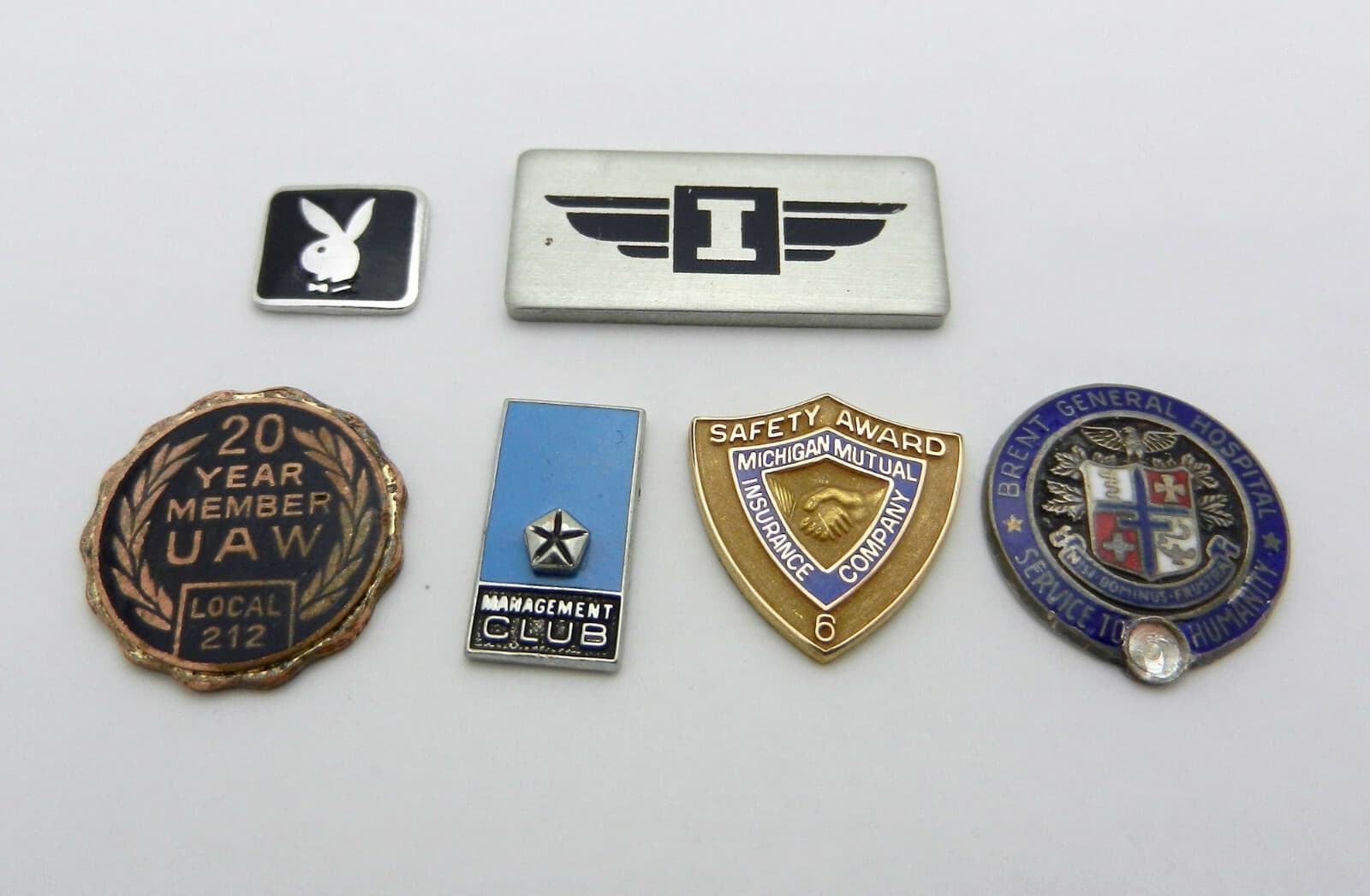 Lot of 6 Vintage Highly Detailed Enamel Collectable Pins with cut-off locks 2
