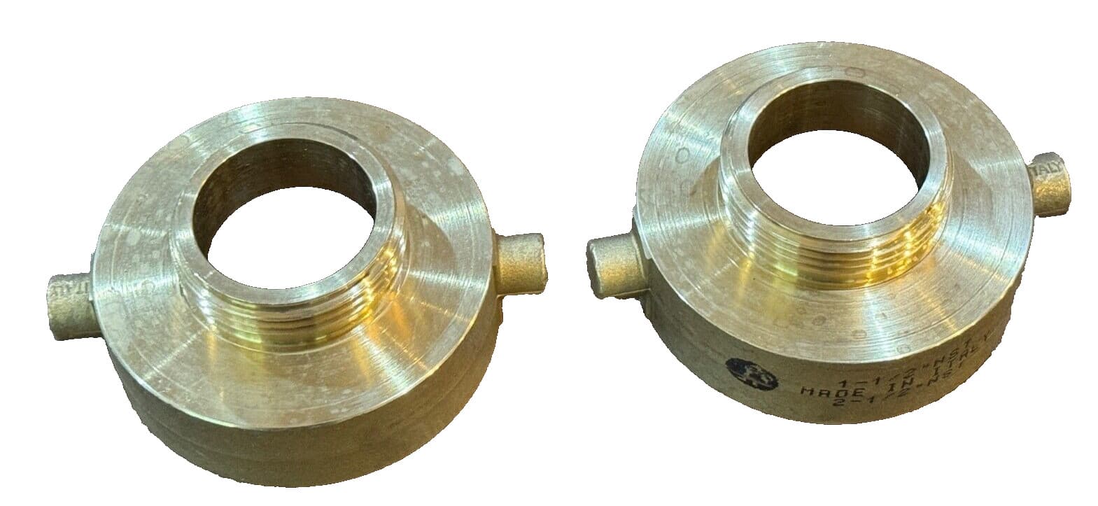 (2) Brass Firehose Reducer Adapter Female 2-1/2"  (NST) to 1-1/2" Male NST