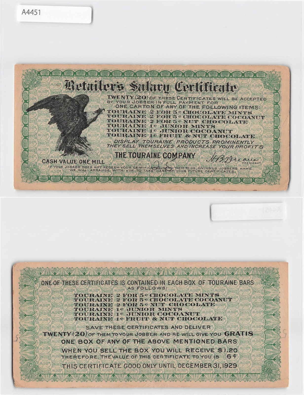 *United States, Retailer's Salary 1929, Obsolete Banknote Currency[A4451]7l9