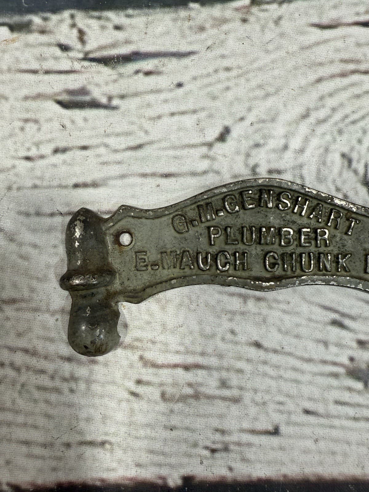 VTG G.M. Genshart Plumber East Mauch Chunk PA RARE Cast Iron Business House Sign 2