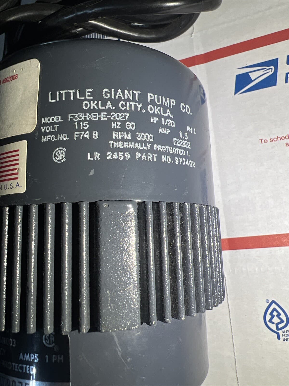 Little Giant Pump 3-MD Motor Only 1Hp, 115v 3