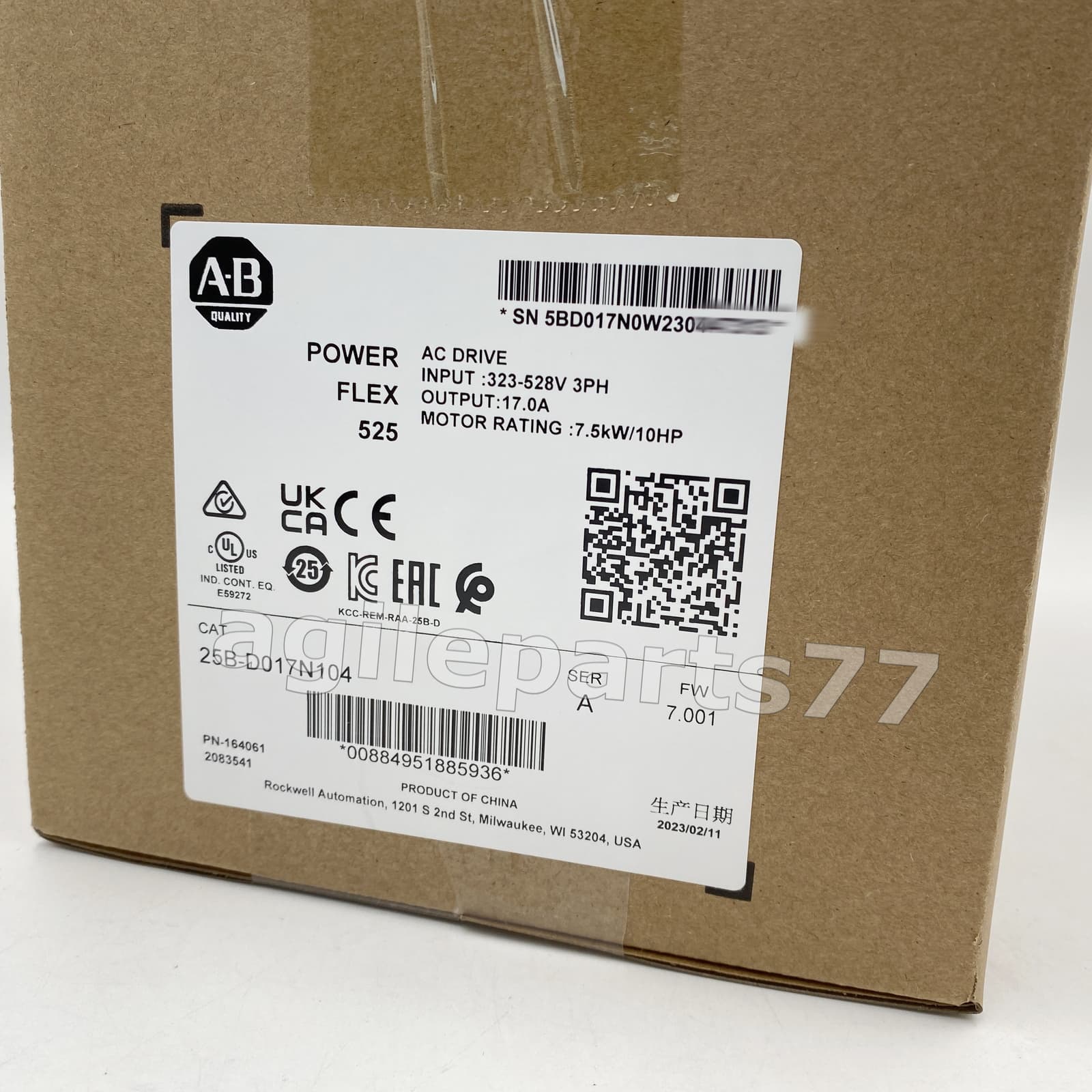 New Factory Sealed 25B-D017N104 AB PowerFlex 525 AC Drive 480V 7.5KW 2023 TX 5