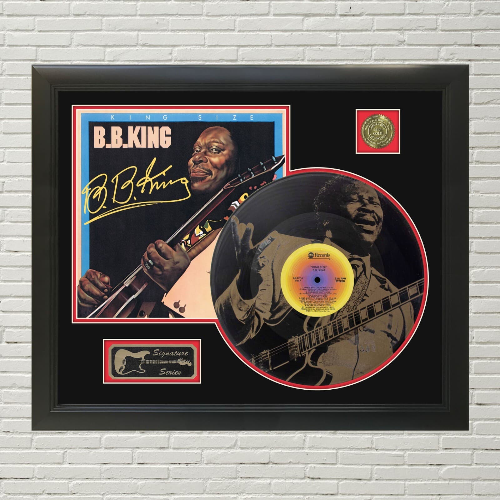 B.B. King Laser Etched Black Vinyl Record Reproduction Signed LP Display