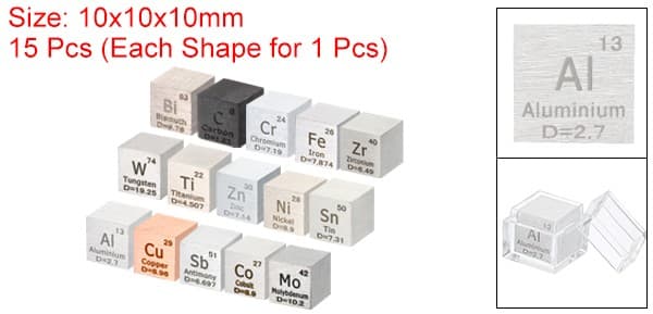 15 Pcs Element Cube 10mm High Density Unique Metal Periodic Table of Elements 2