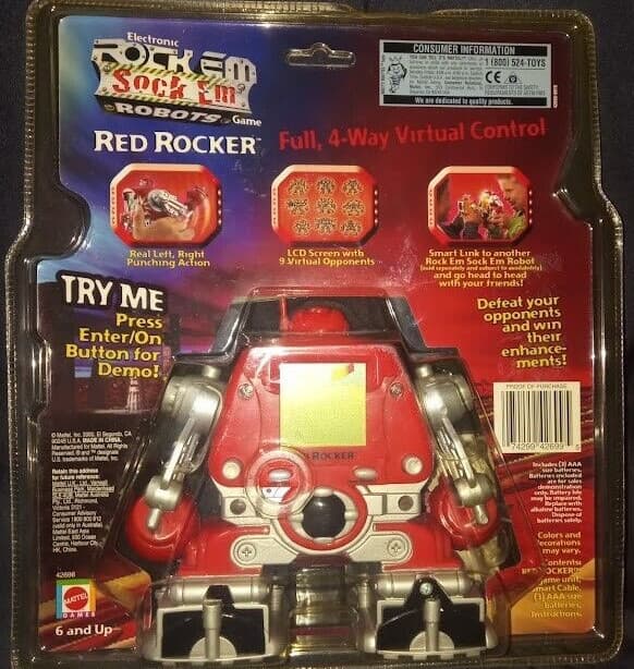 🎀*RARE* Rock Em Sock Em Robots RED ROCKER Robot Handheld Game *NEW & SEALED*🎀 2