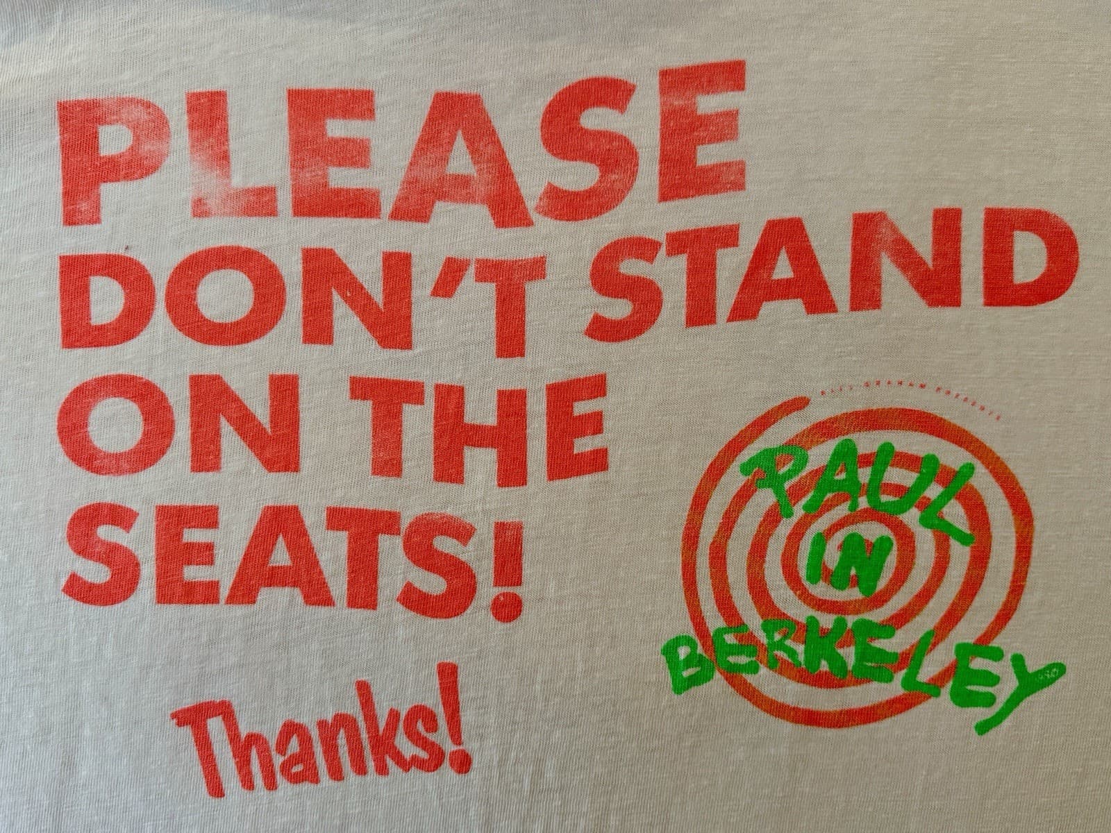 RARE 1990 Paul McCartney STAFF Concert Shirt UC Berkeley LARGE Bill Graham BGP 4