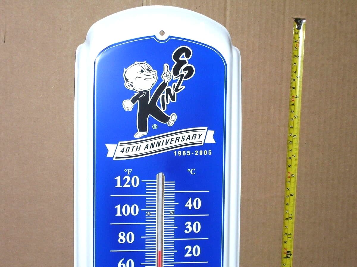 KINZE FARM MACHINERY IMPLEMENT 40 Year Anniversary OLD TIN THERMOMETER Dated2005 2