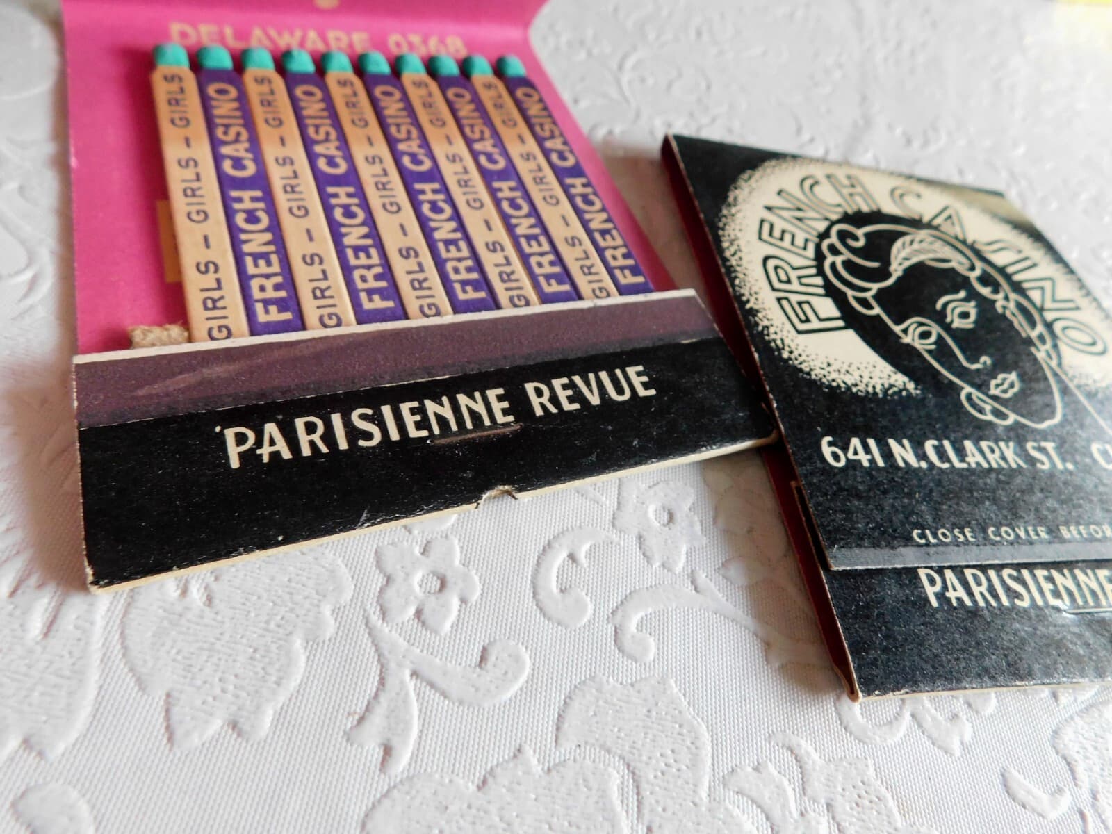 VINTAGE SUPER SIZED FRENCH CASINO CHICAGO ART DECO MATCHBOOK COVERS UNUSED 5