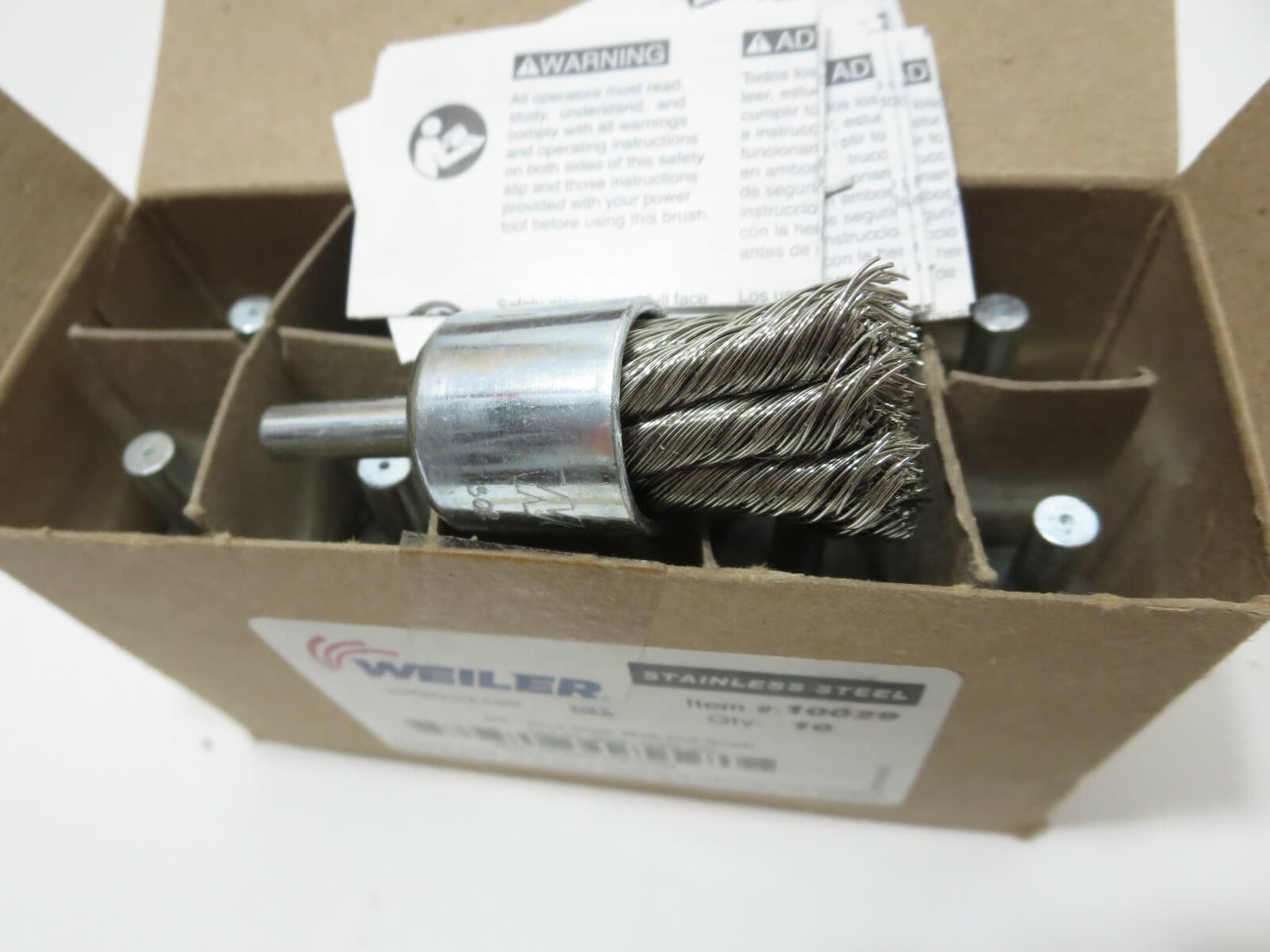 WEILER 10029 3/4" .014 SS Knot Wire End Brush 10-PACK 3/4 Diam. 22KRPM USA 2